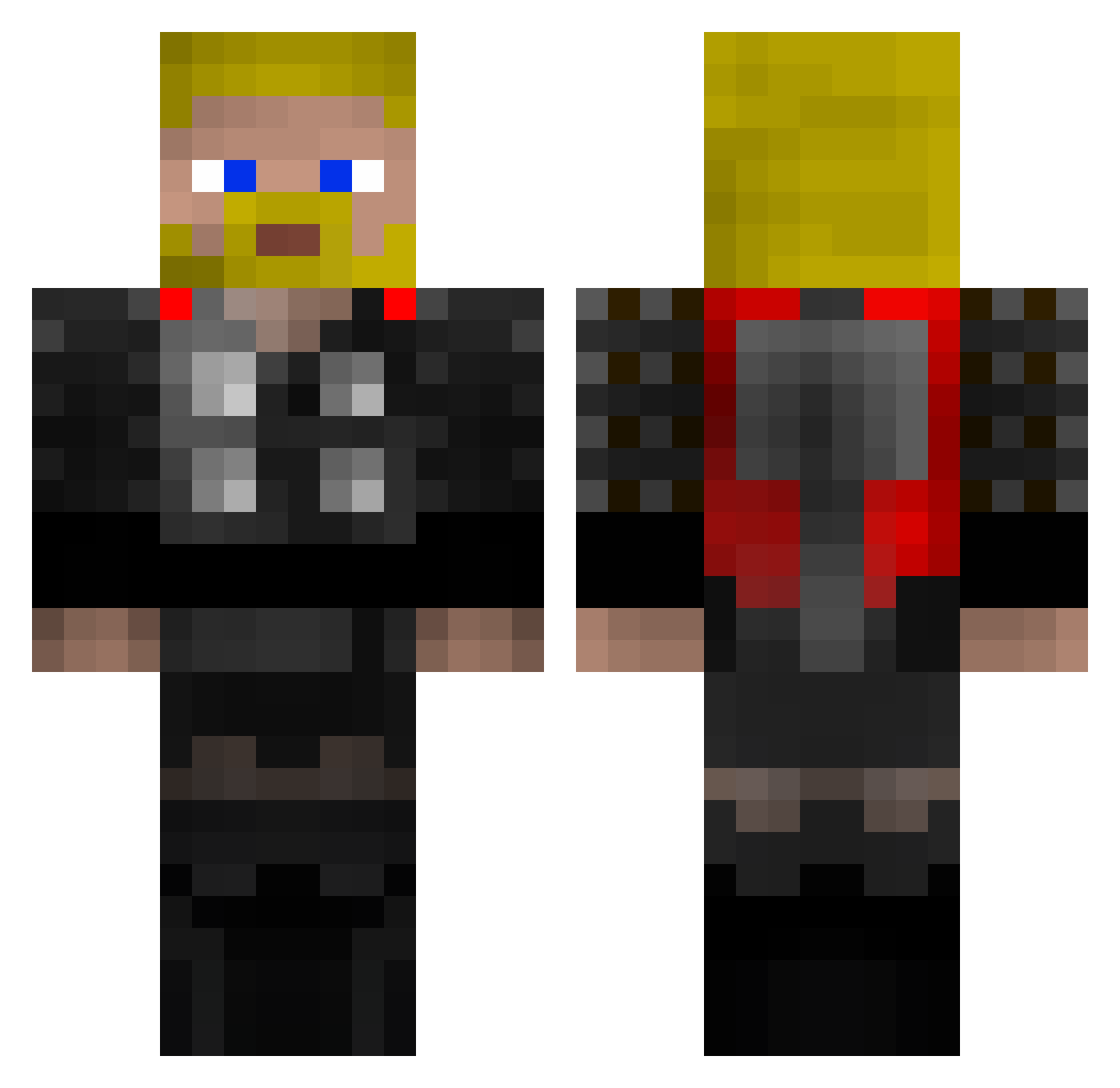 Courageously Minecraft skin, front and back view