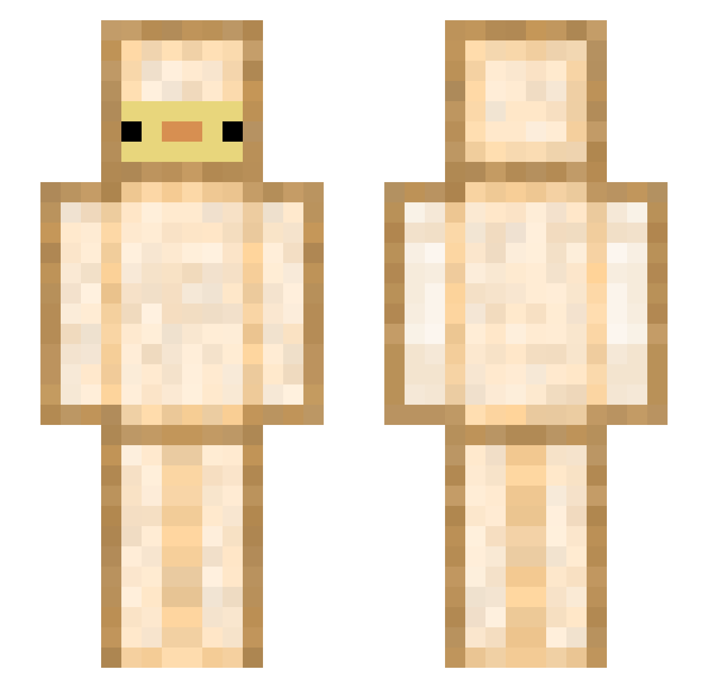PedoBay Minecraft skin, front and back view