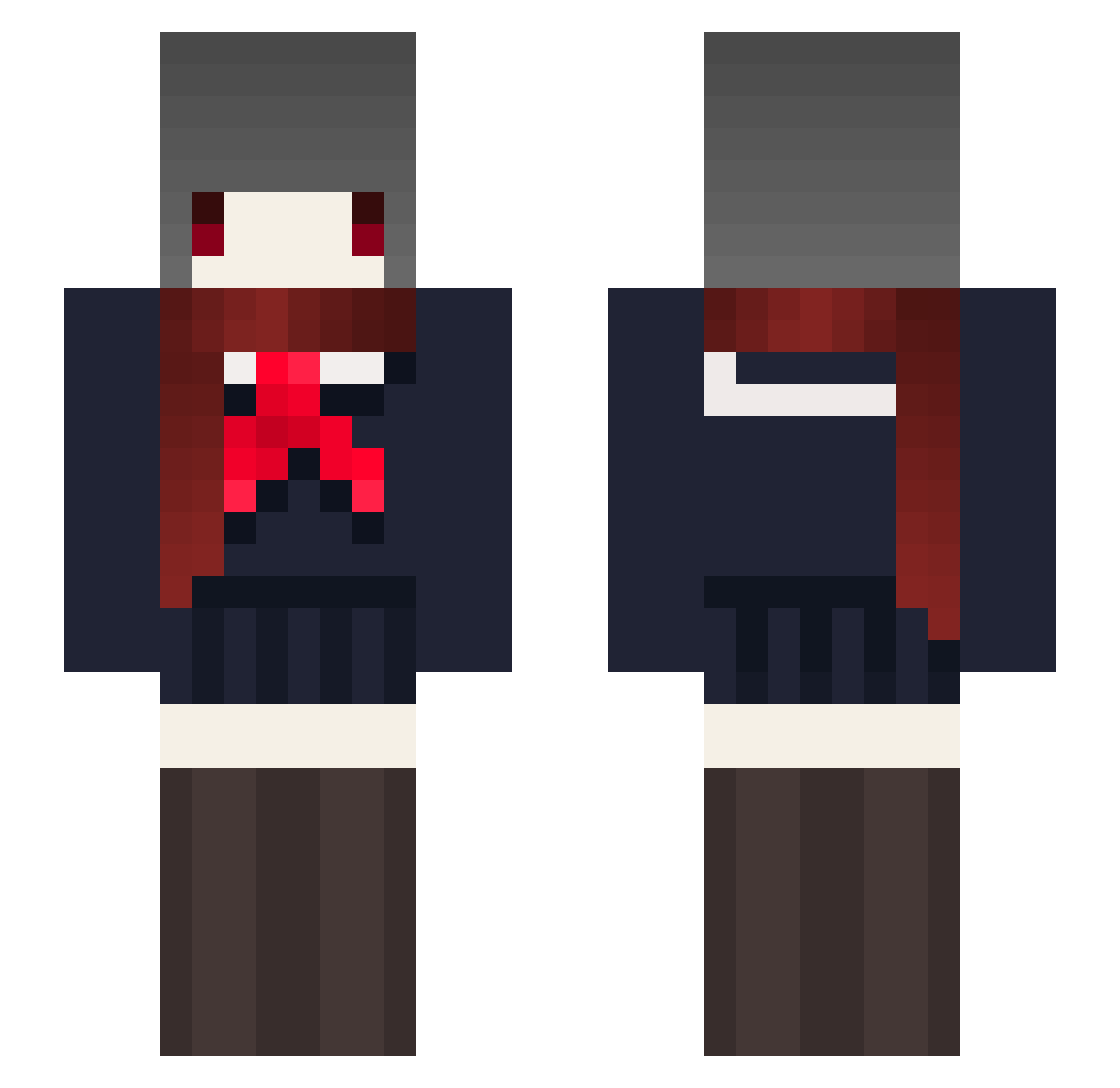 aspsha Minecraft skin, front and back view
