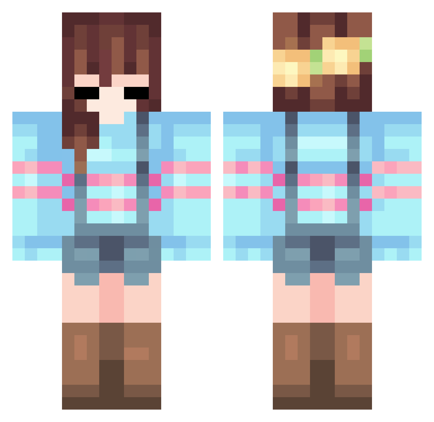 itsyaCurly Minecraft skin, front and back view