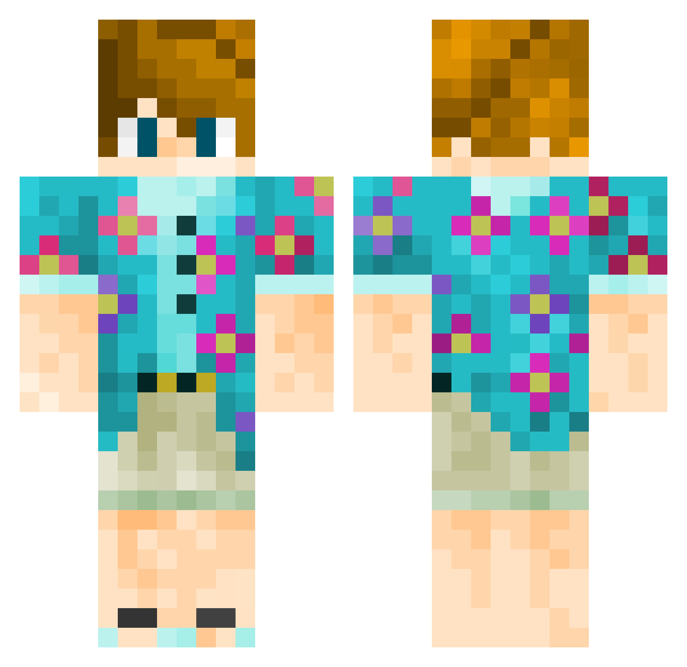 Vaarx Minecraft skin, front and back view