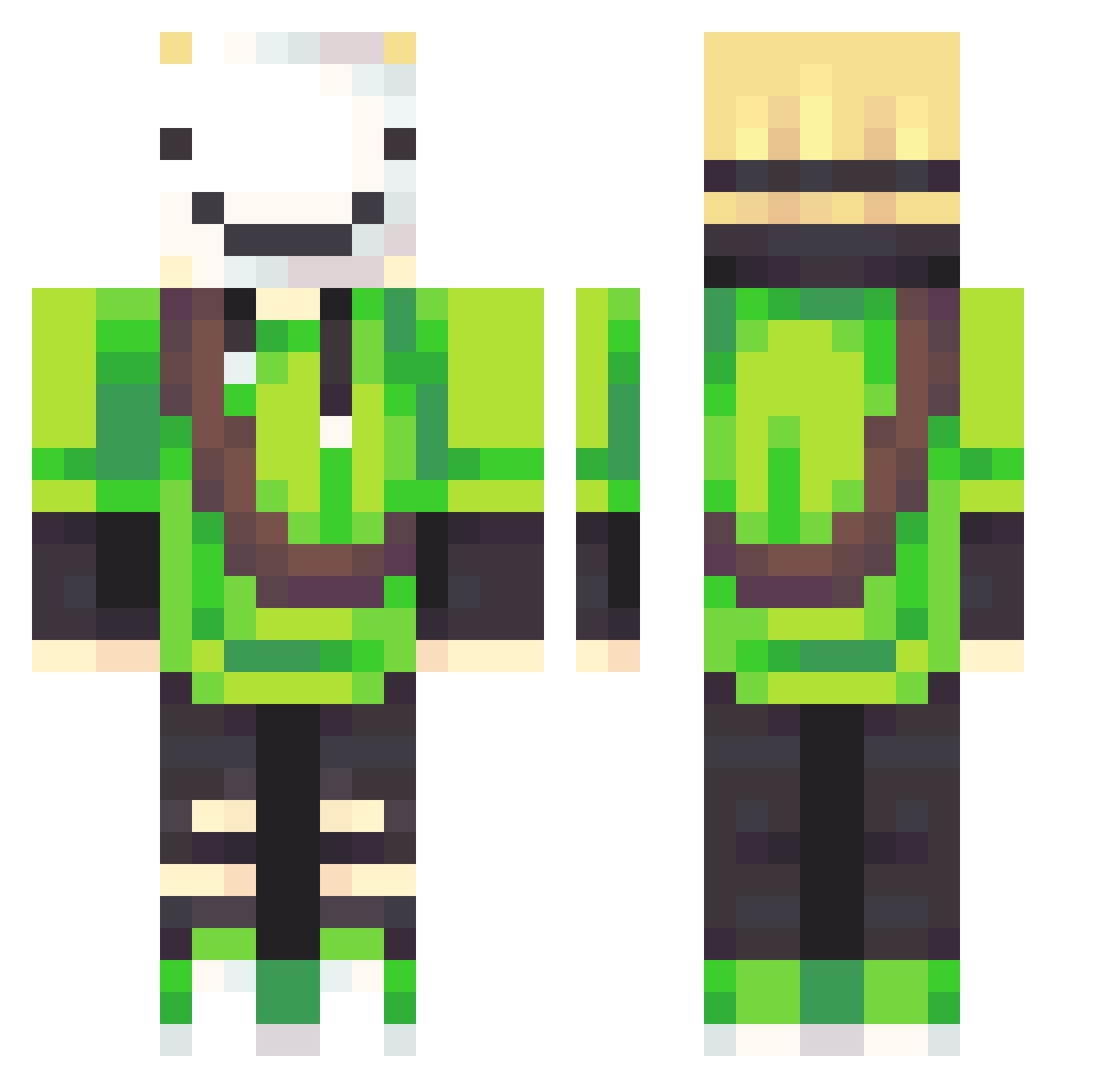 infusd2020 Minecraft skin, front and back view