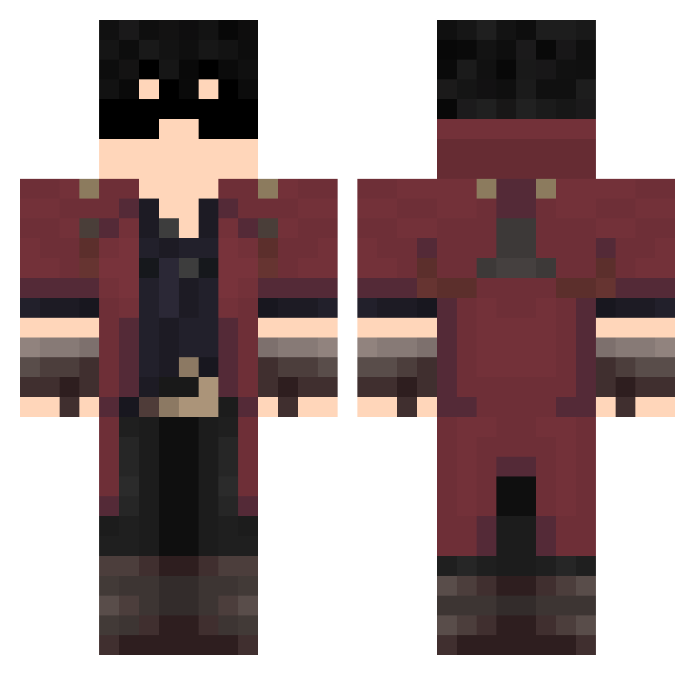 indraz Minecraft skin, front and back view