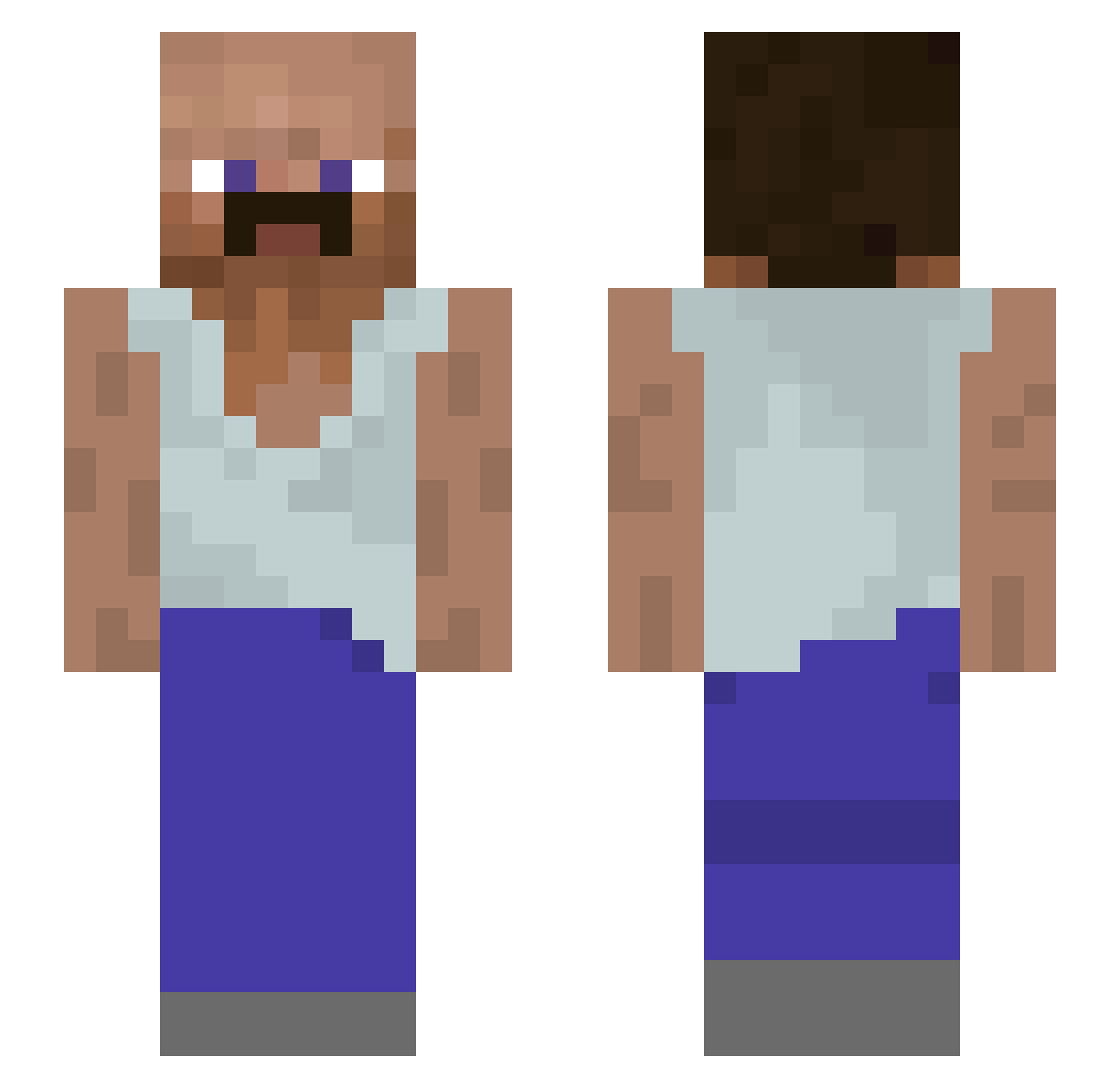 Crepinc Minecraft skin, front and back view