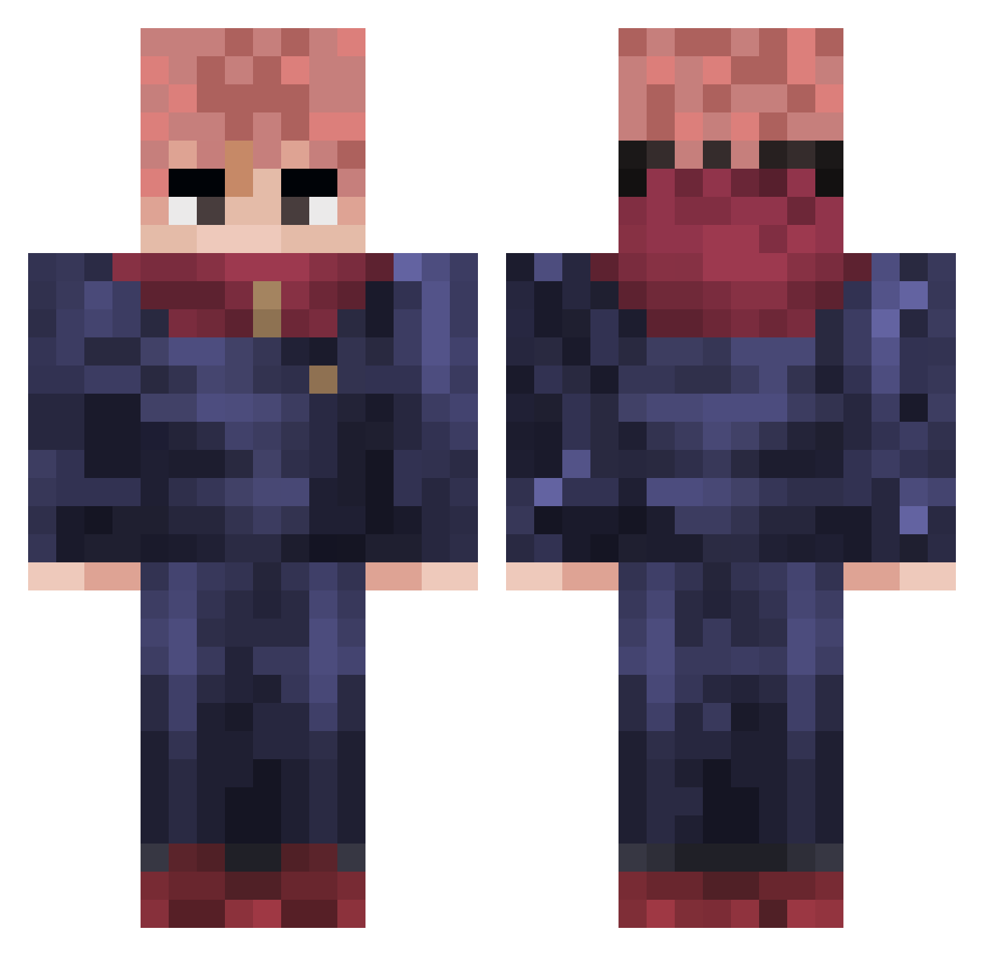 Baing2 Minecraft skin, front and back view
