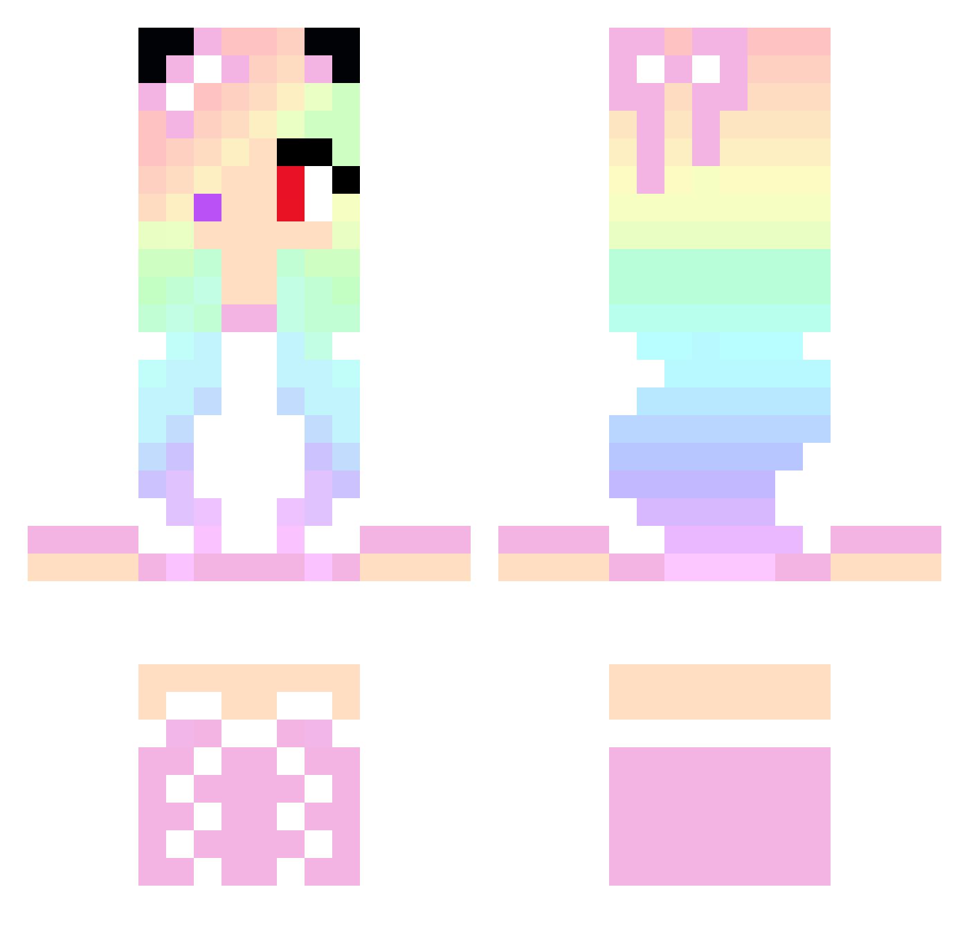 Unsetting Minecraft skin, front and back view
