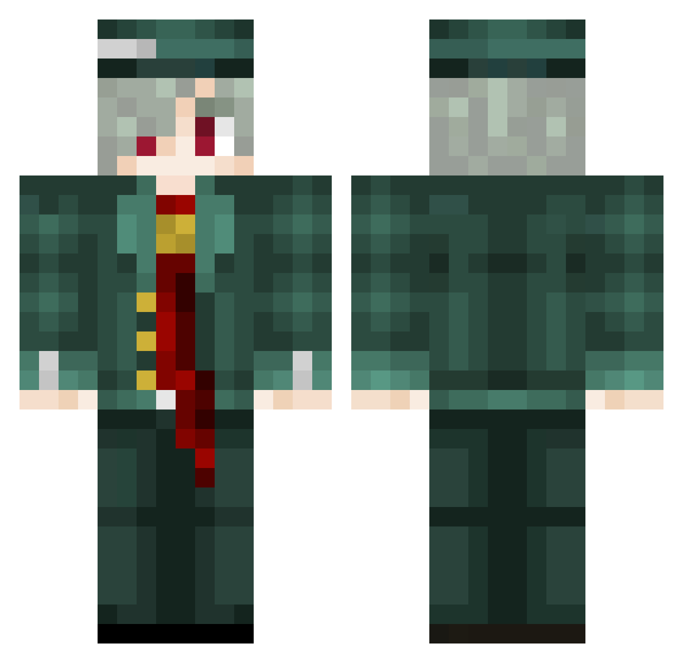 JLeft Minecraft skin, front and back view