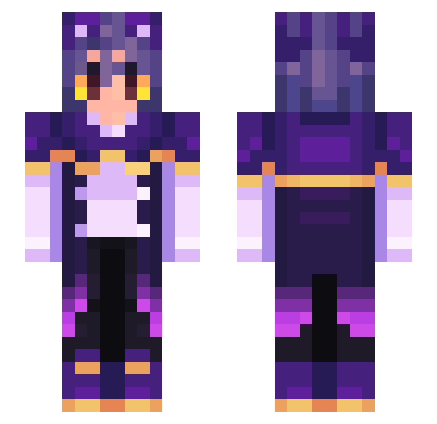 pRaiZq Minecraft skin, front and back view