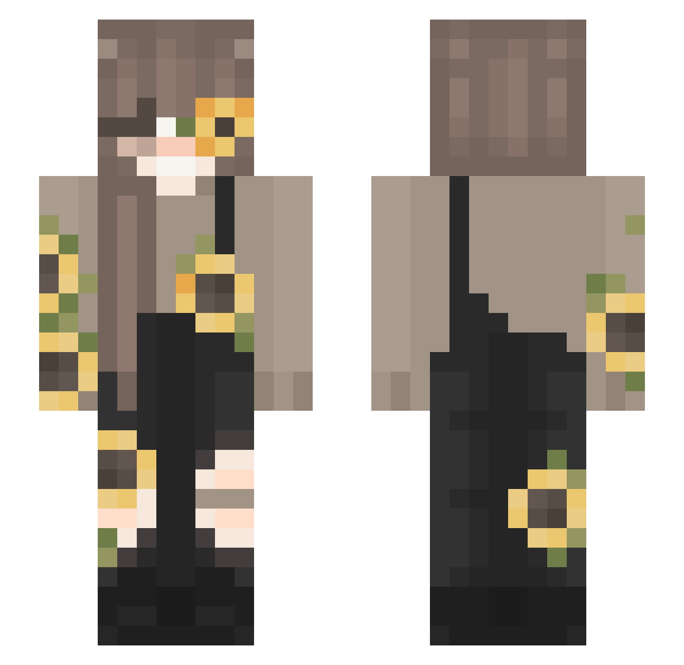 Charisma20 Minecraft skin, front and back view