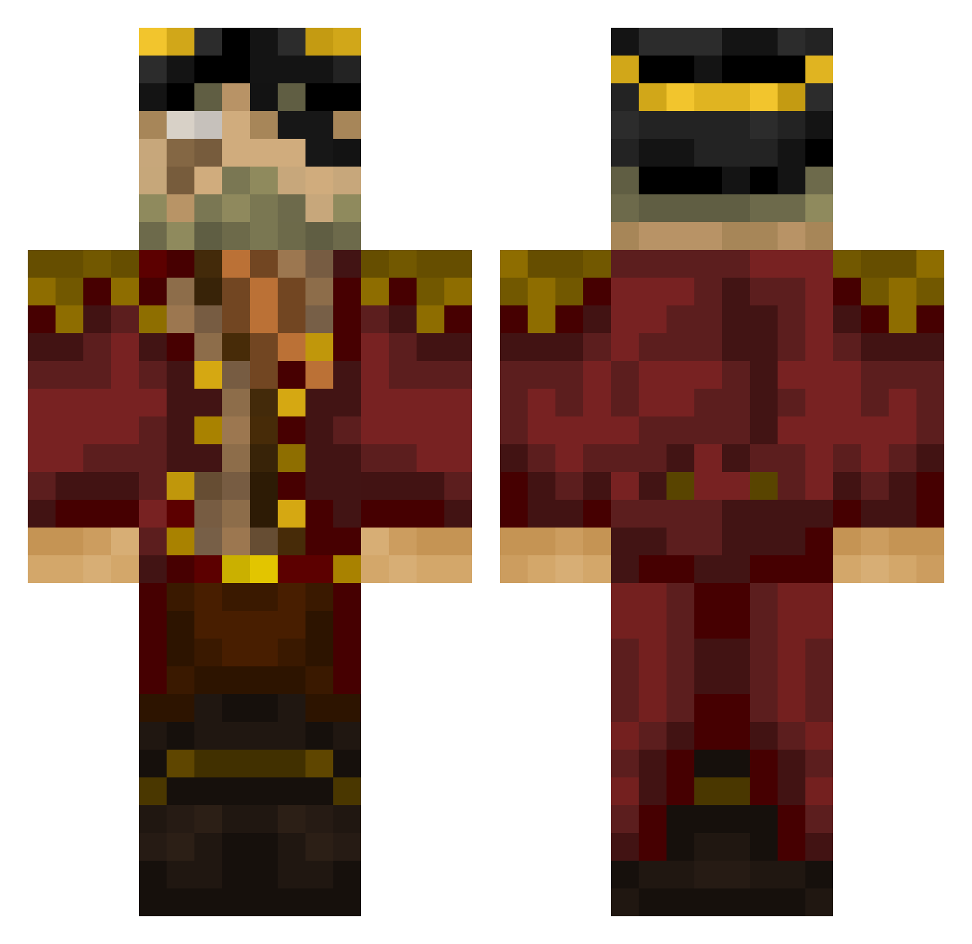 Squishma Minecraft skin, front and back view