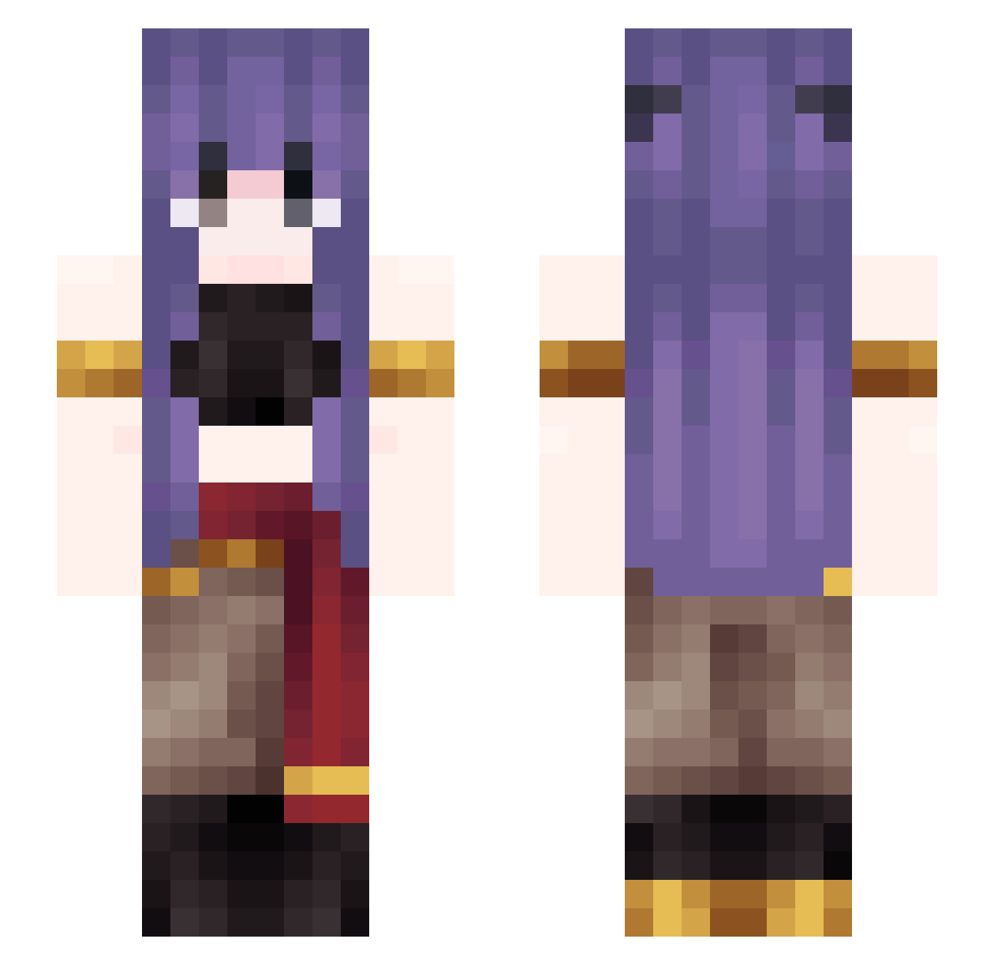Lady_Luciel Minecraft skin, front and back view