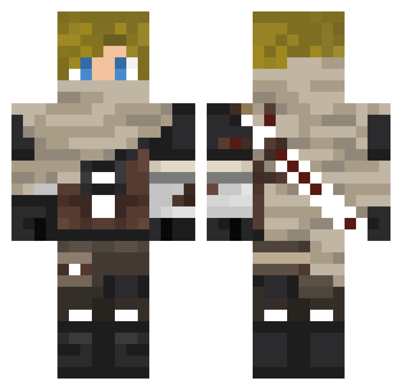 k24x Minecraft skin, front and back view