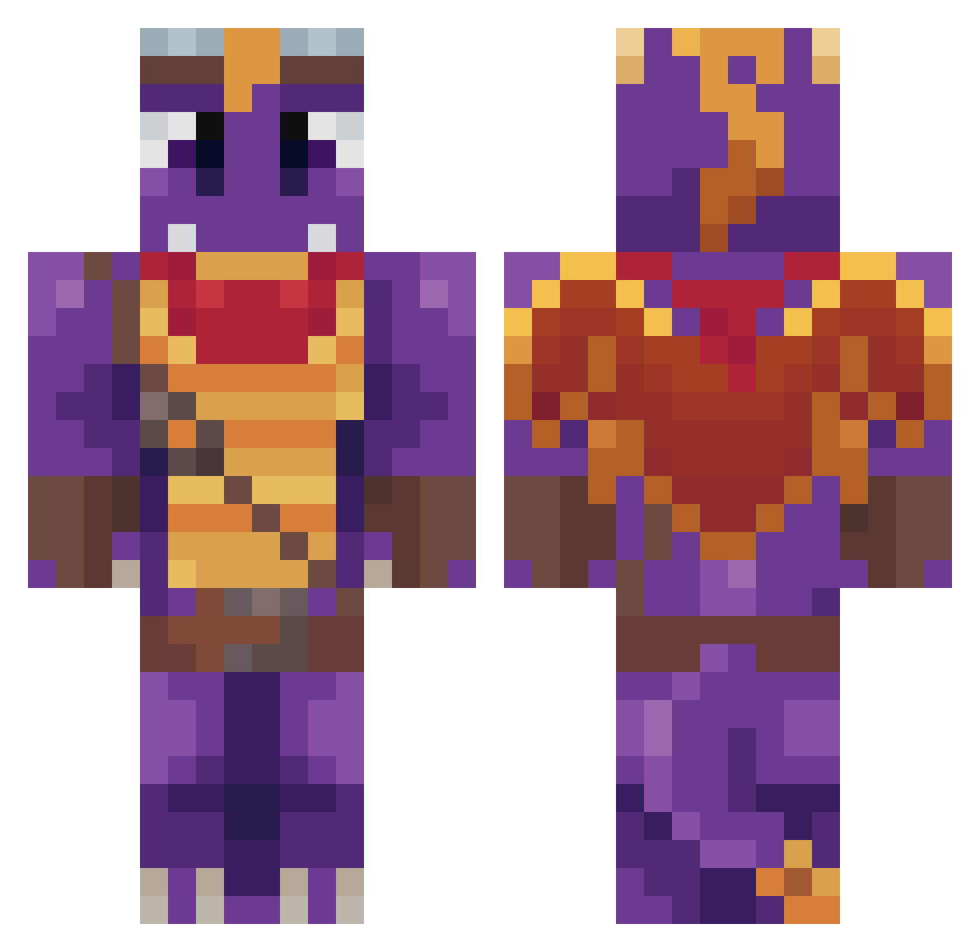 NoobEgg Minecraft skin, front and back view