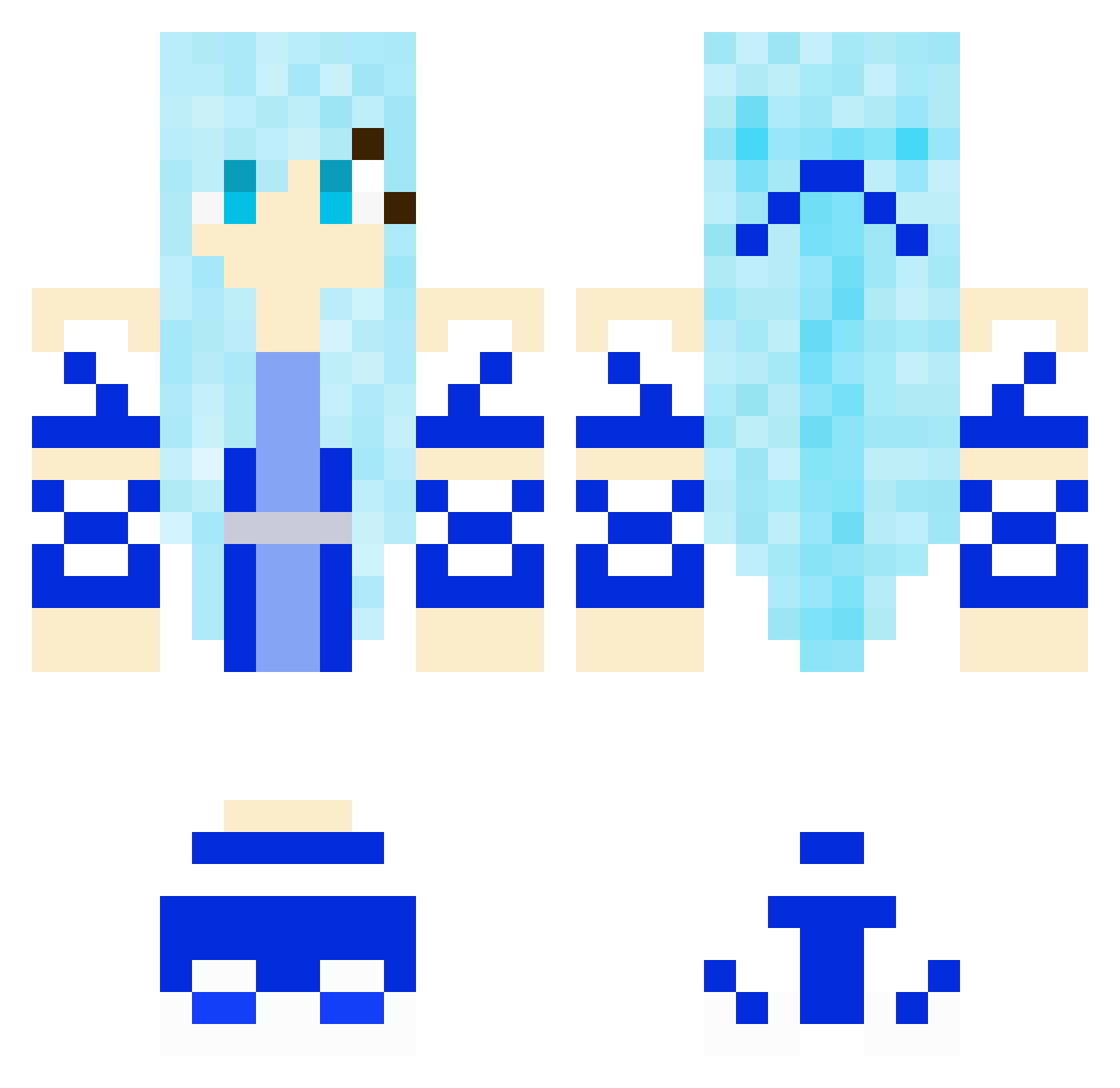 AsunaTheGod Minecraft skin, front and back view
