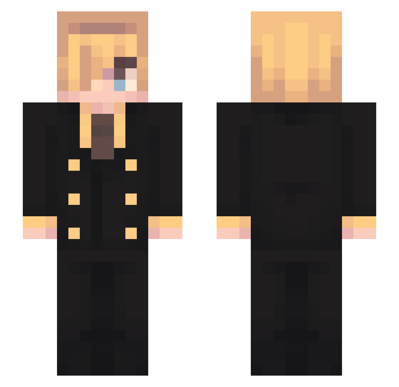 KD_Rts Minecraft skin, front and back view