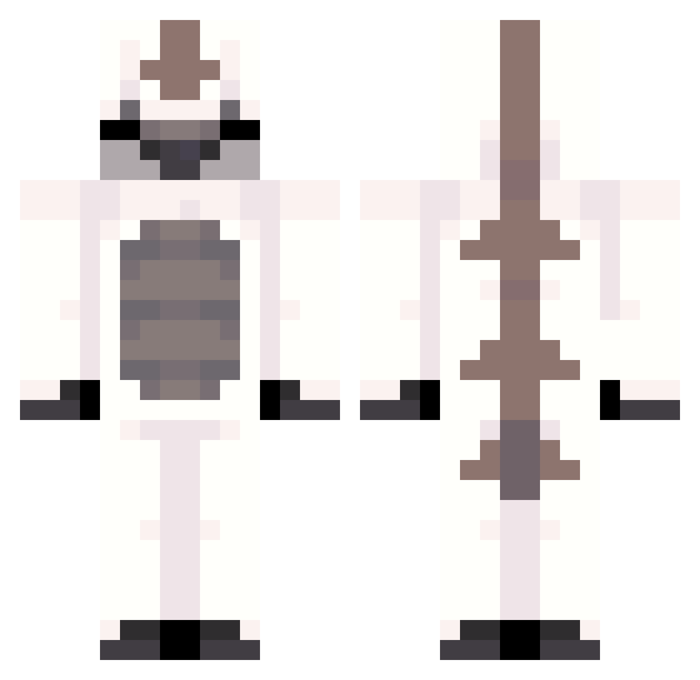 JustMocki Minecraft skin, front and back view