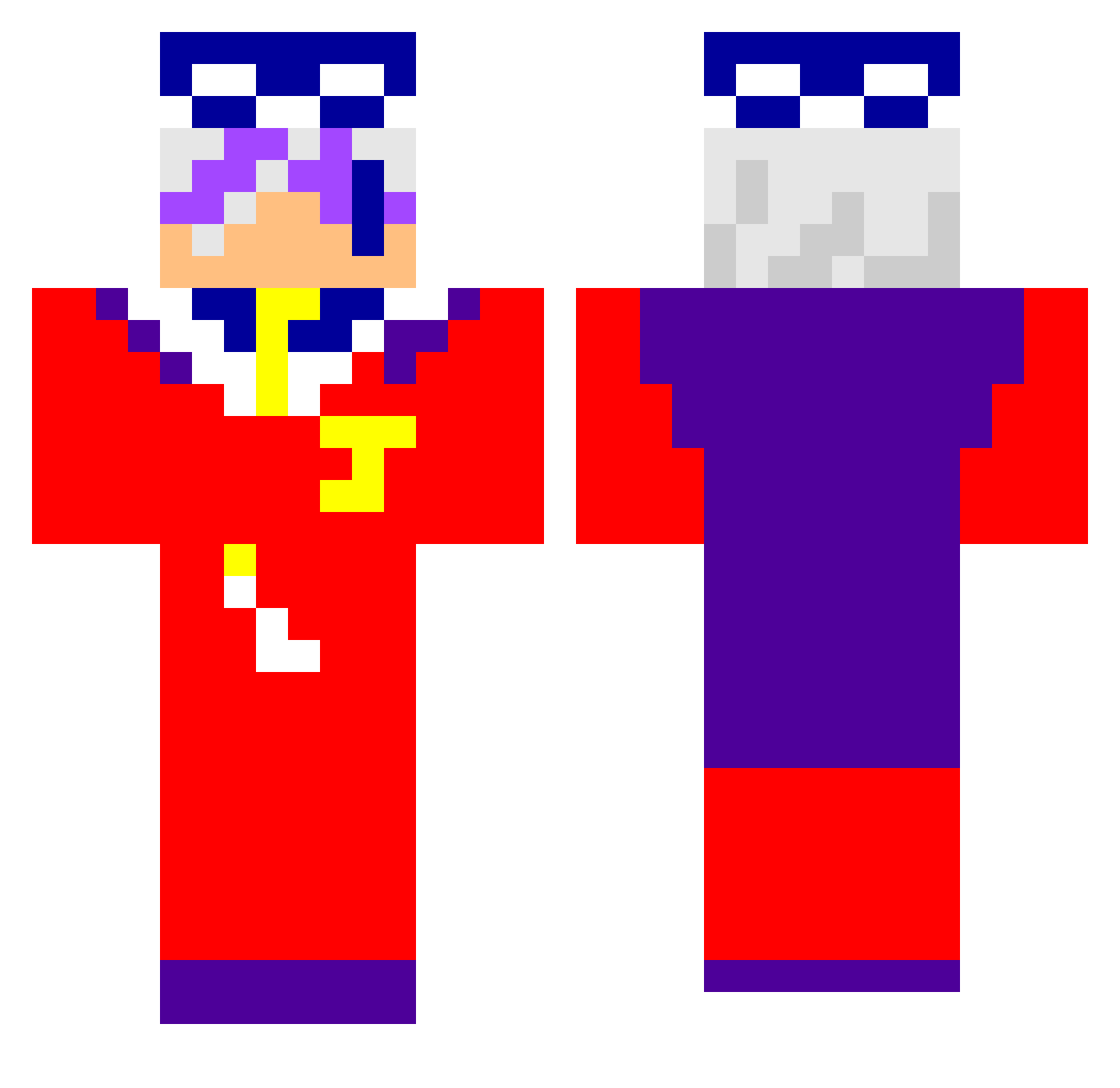 Science34 Minecraft skin, front and back view