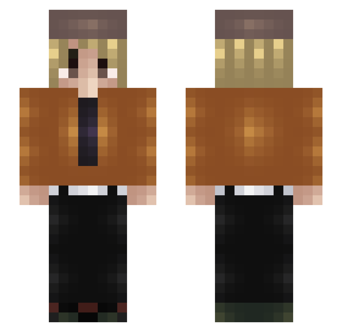 footeck Minecraft skin, front and back view