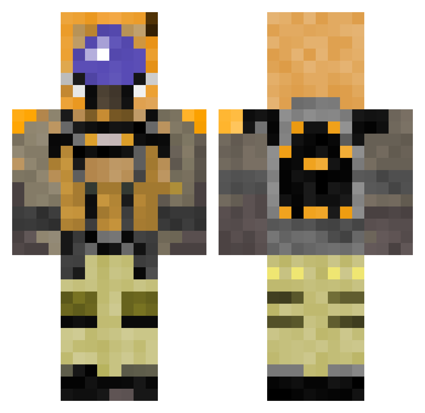 WidePeepoHappyyy Minecraft skin, front and back view