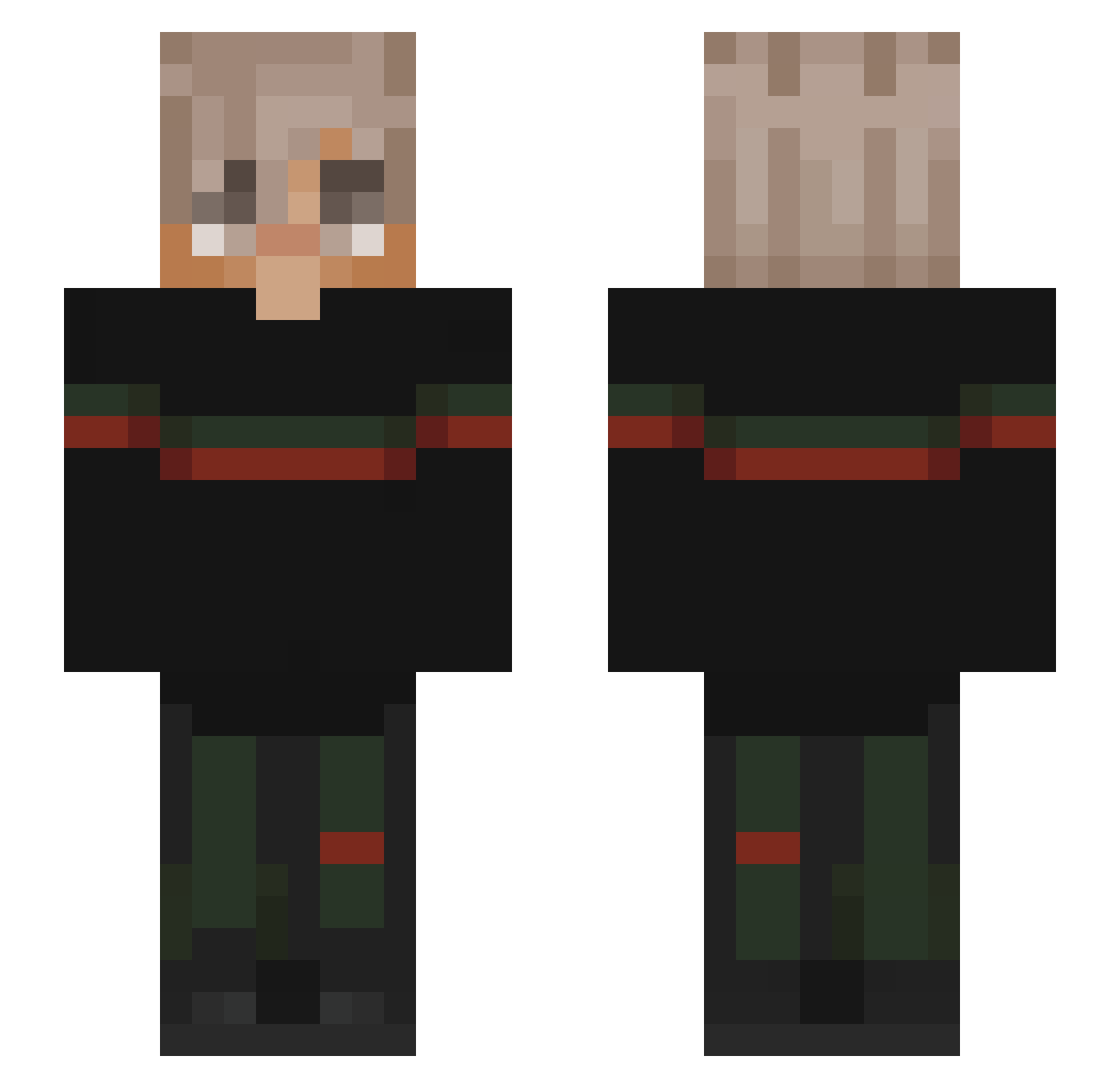 Riveur Minecraft skin, front and back view