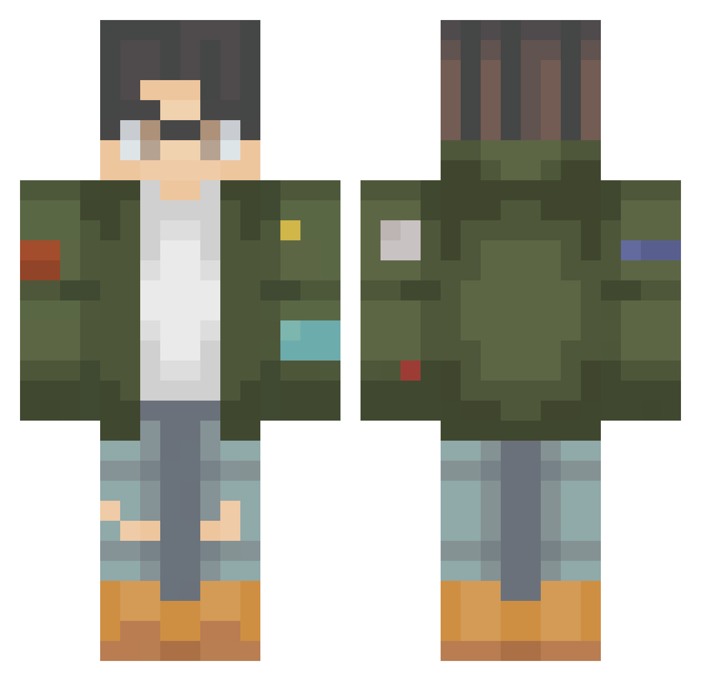 uribista69 Minecraft skin, front and back view