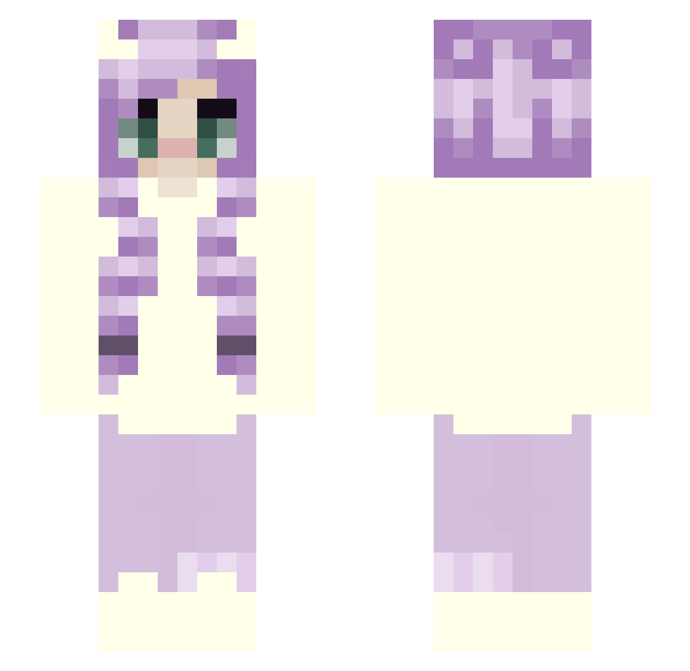 unhonorable Minecraft skin, front and back view