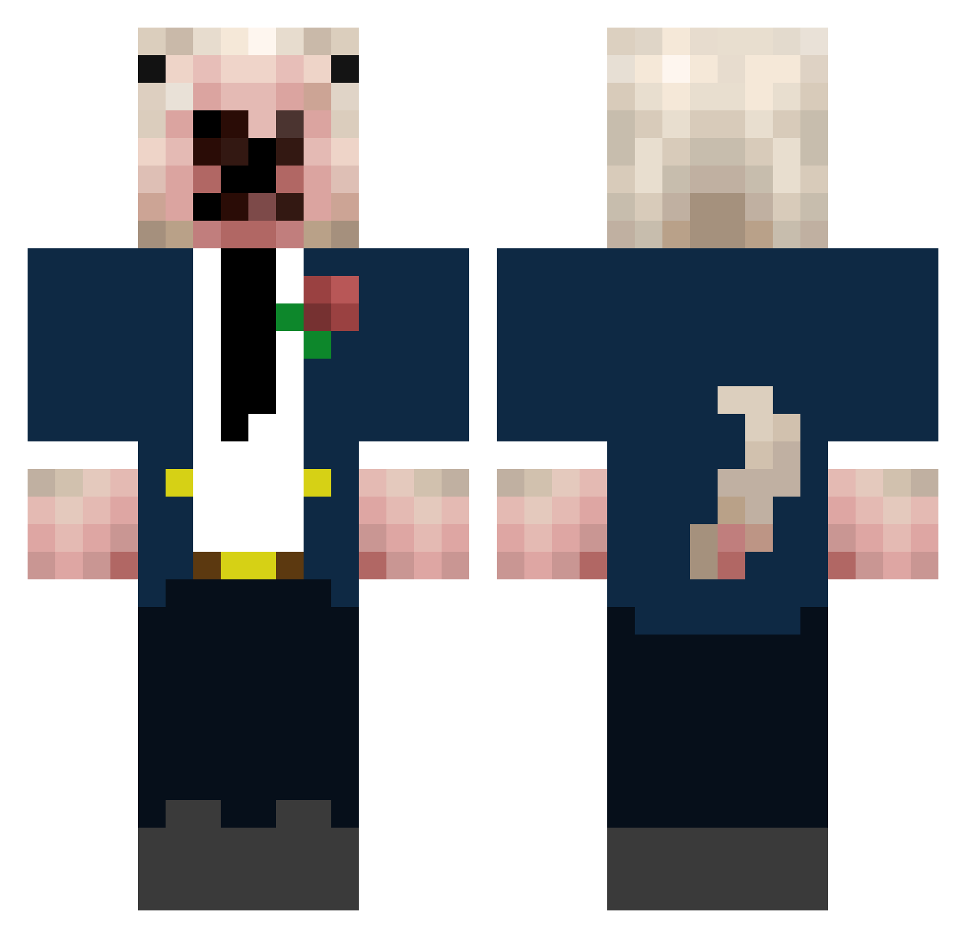TacTurt Minecraft skin, front and back view