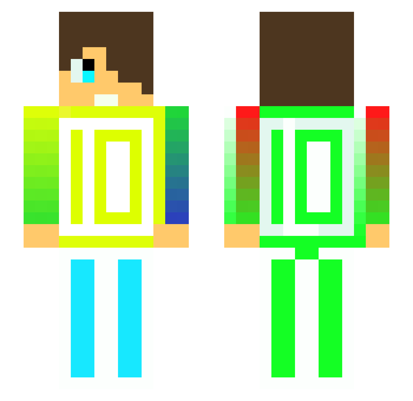 Shootee Minecraft skin, front and back view