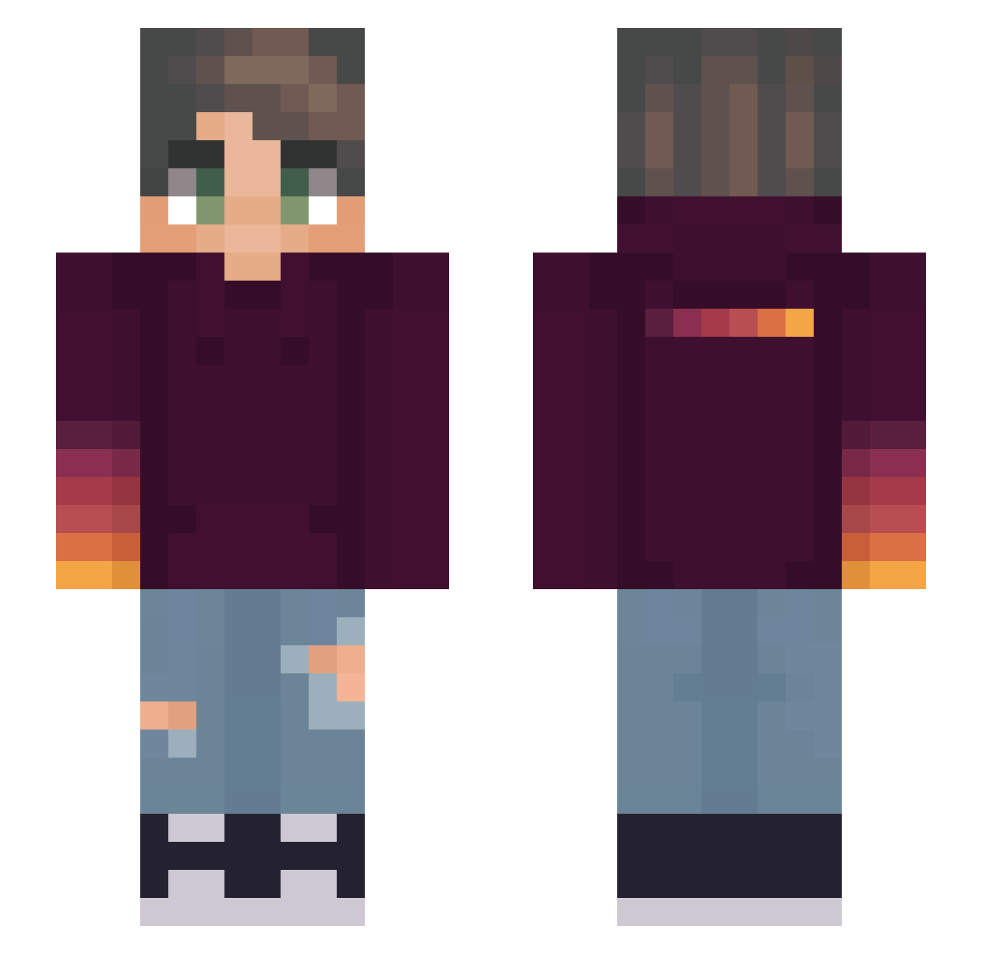 Slimeight Minecraft skin, front and back view