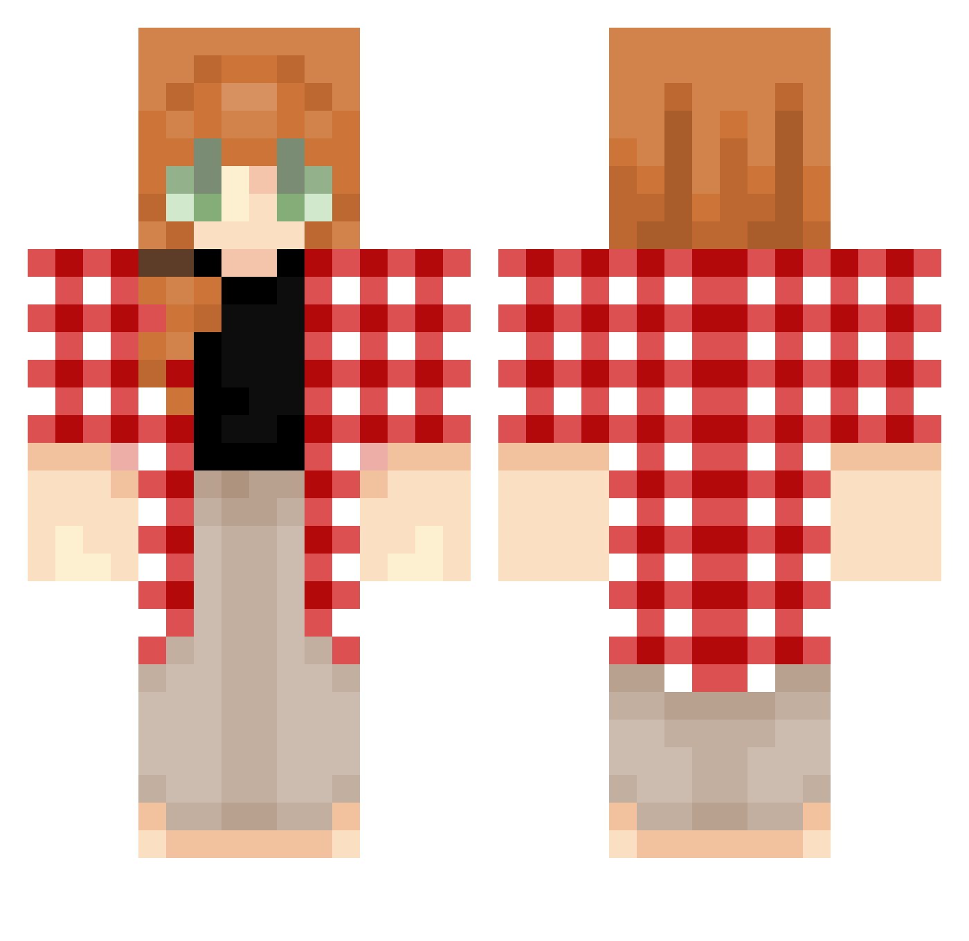 Swampmonkey77 Minecraft skin, front and back view
