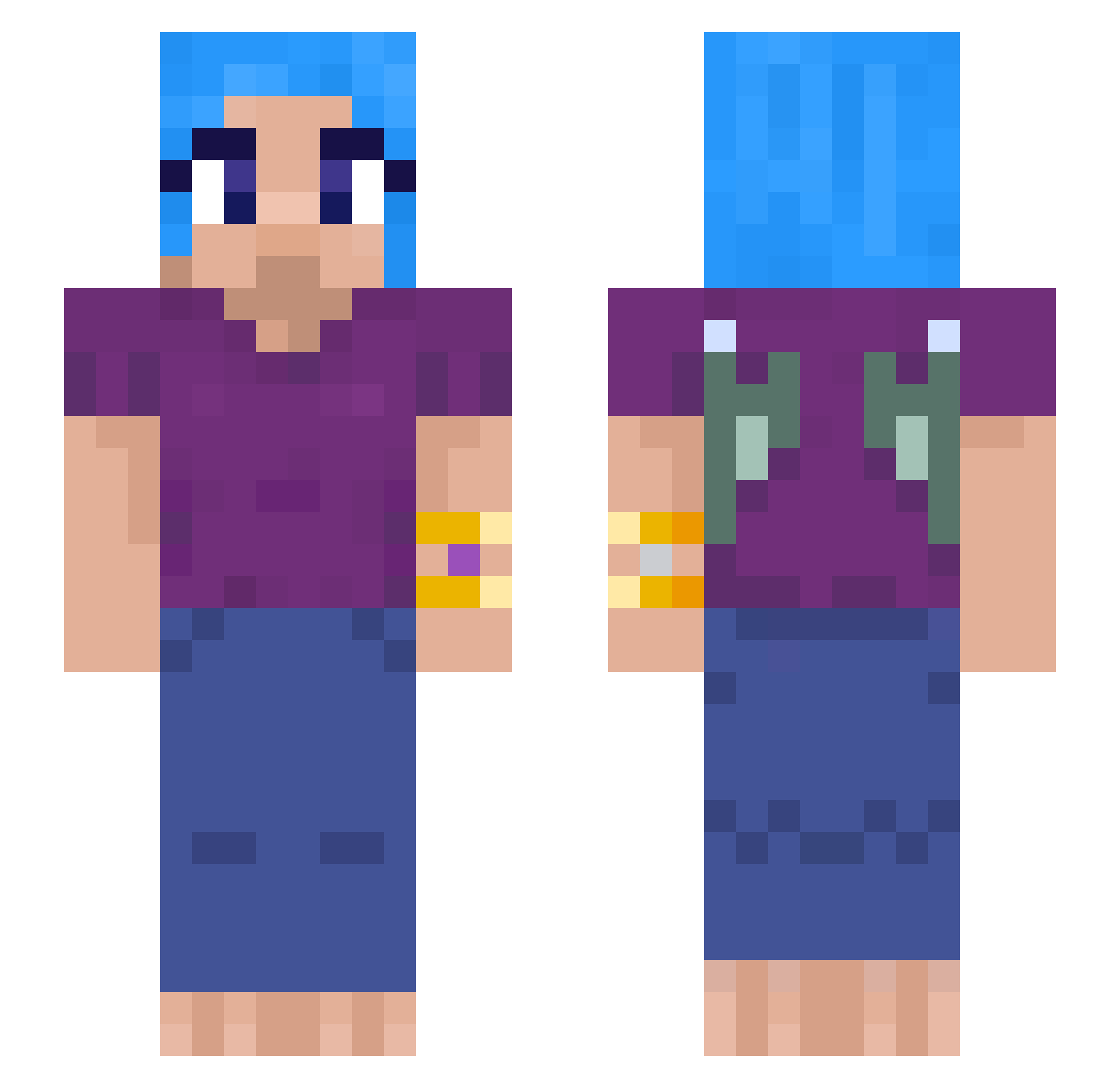 Silverling Minecraft skin, front and back view