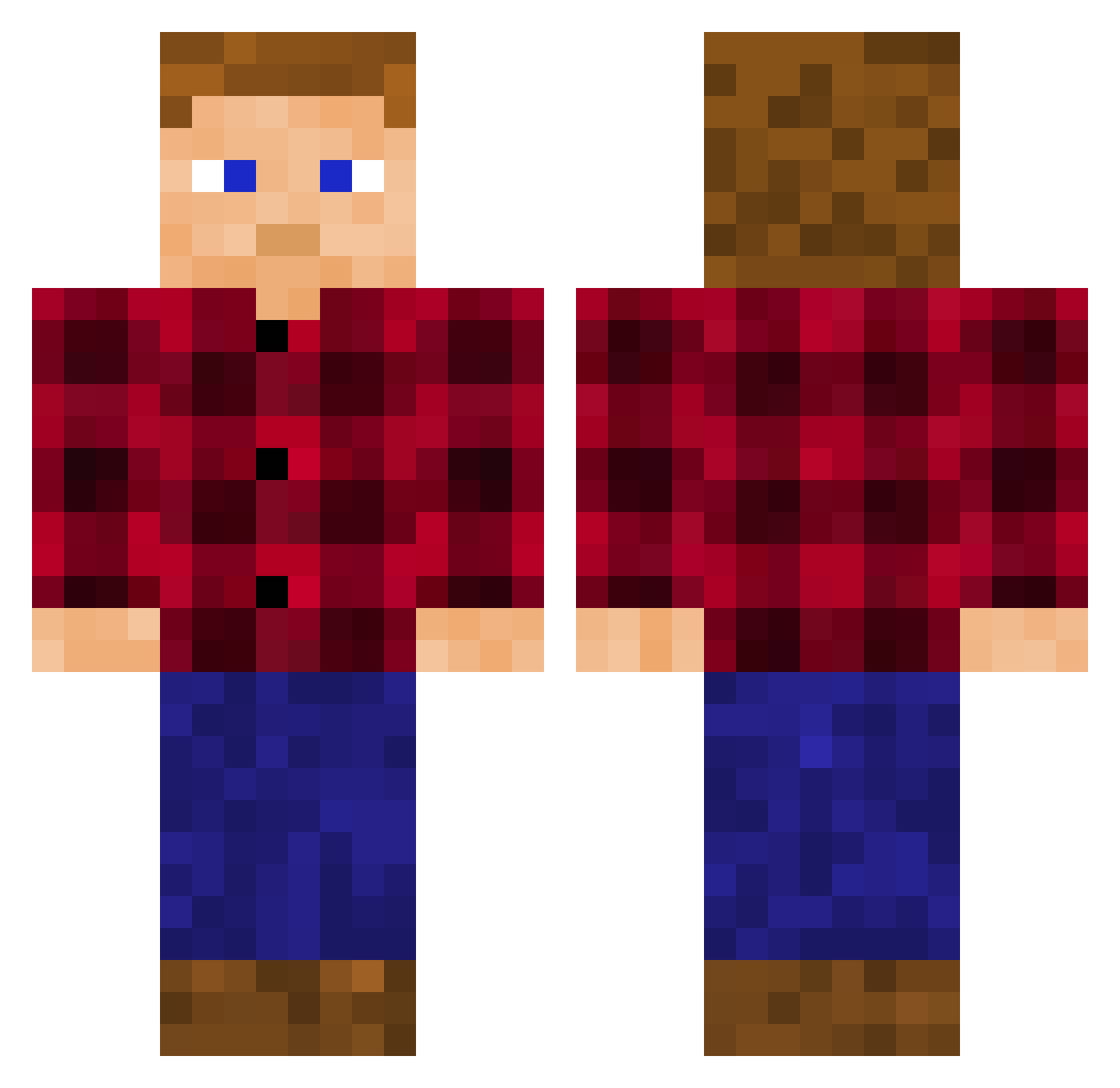 MeTopher Minecraft skin, front and back view