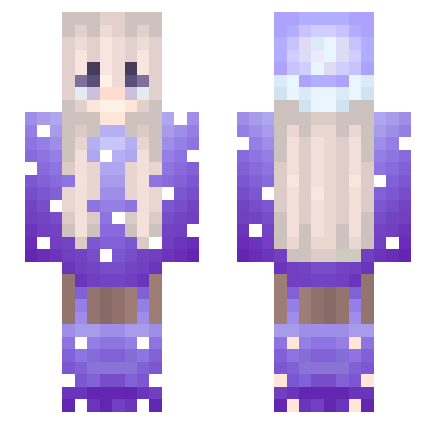 Wirw Minecraft skin, front and back view