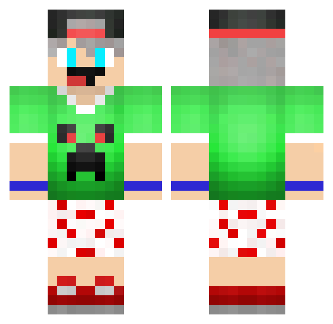 Tusher Minecraft skin, front and back view