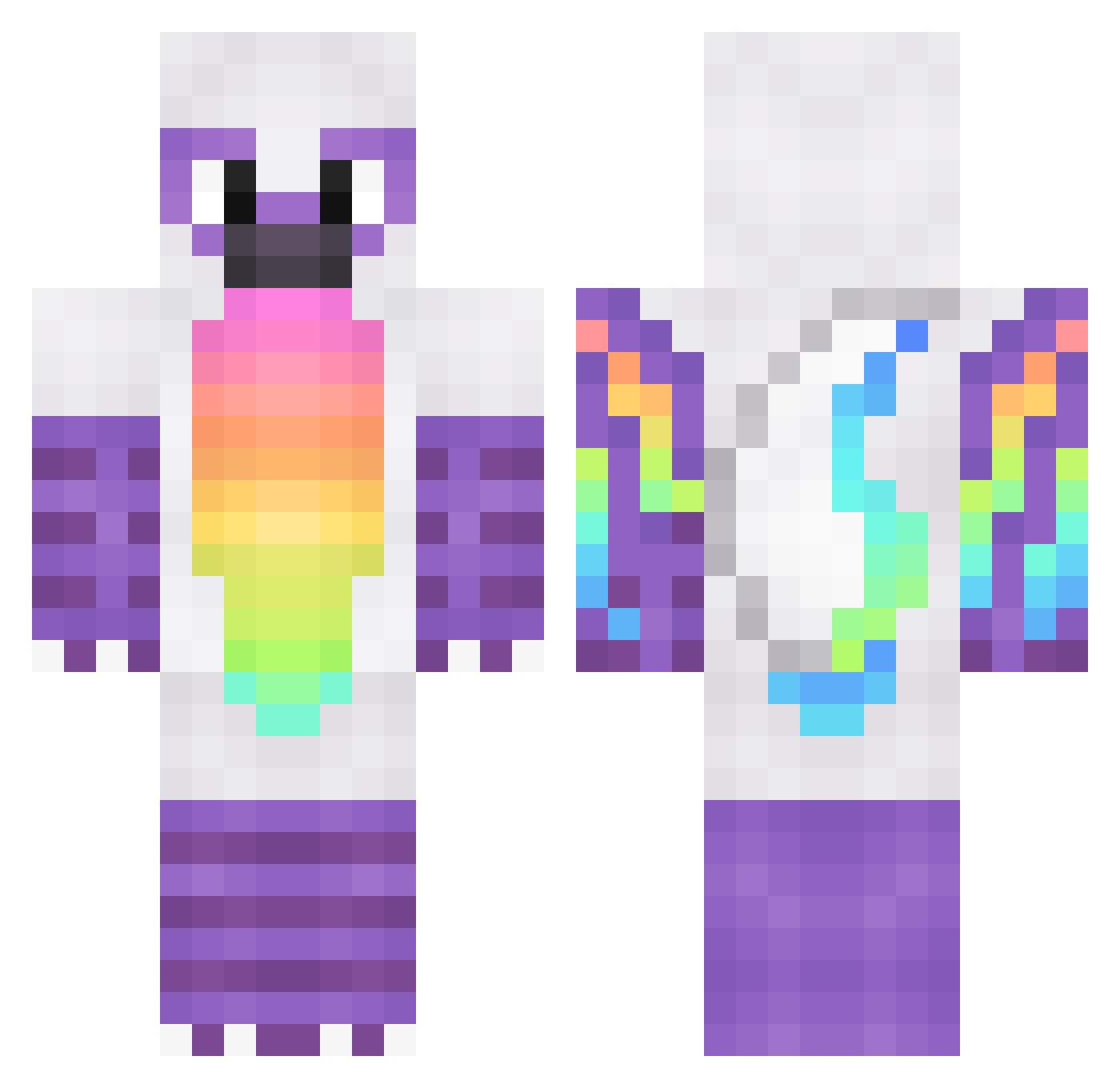 RainBowCuga Minecraft skin, front and back view