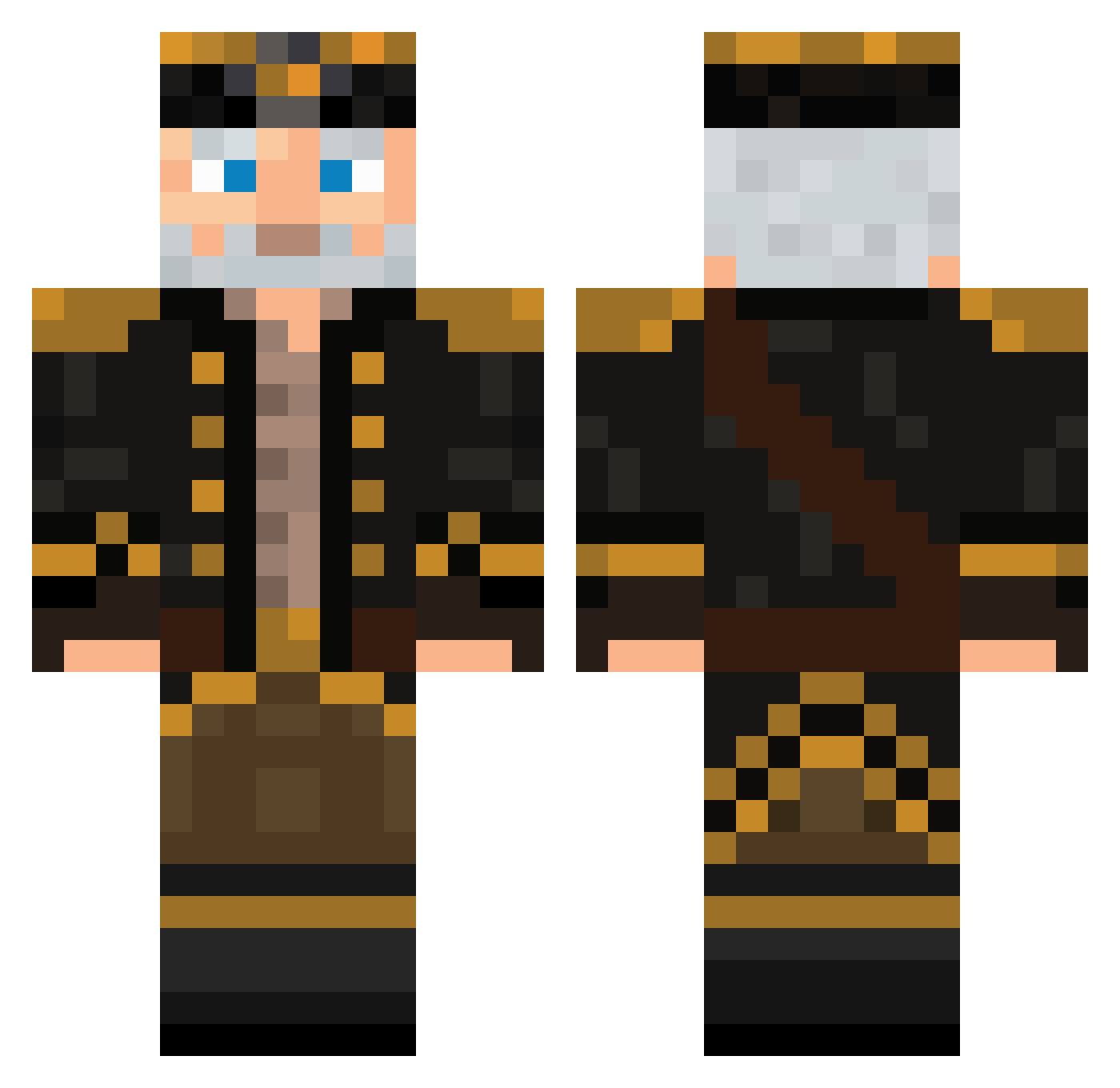 SuperUser Minecraft skin, front and back view