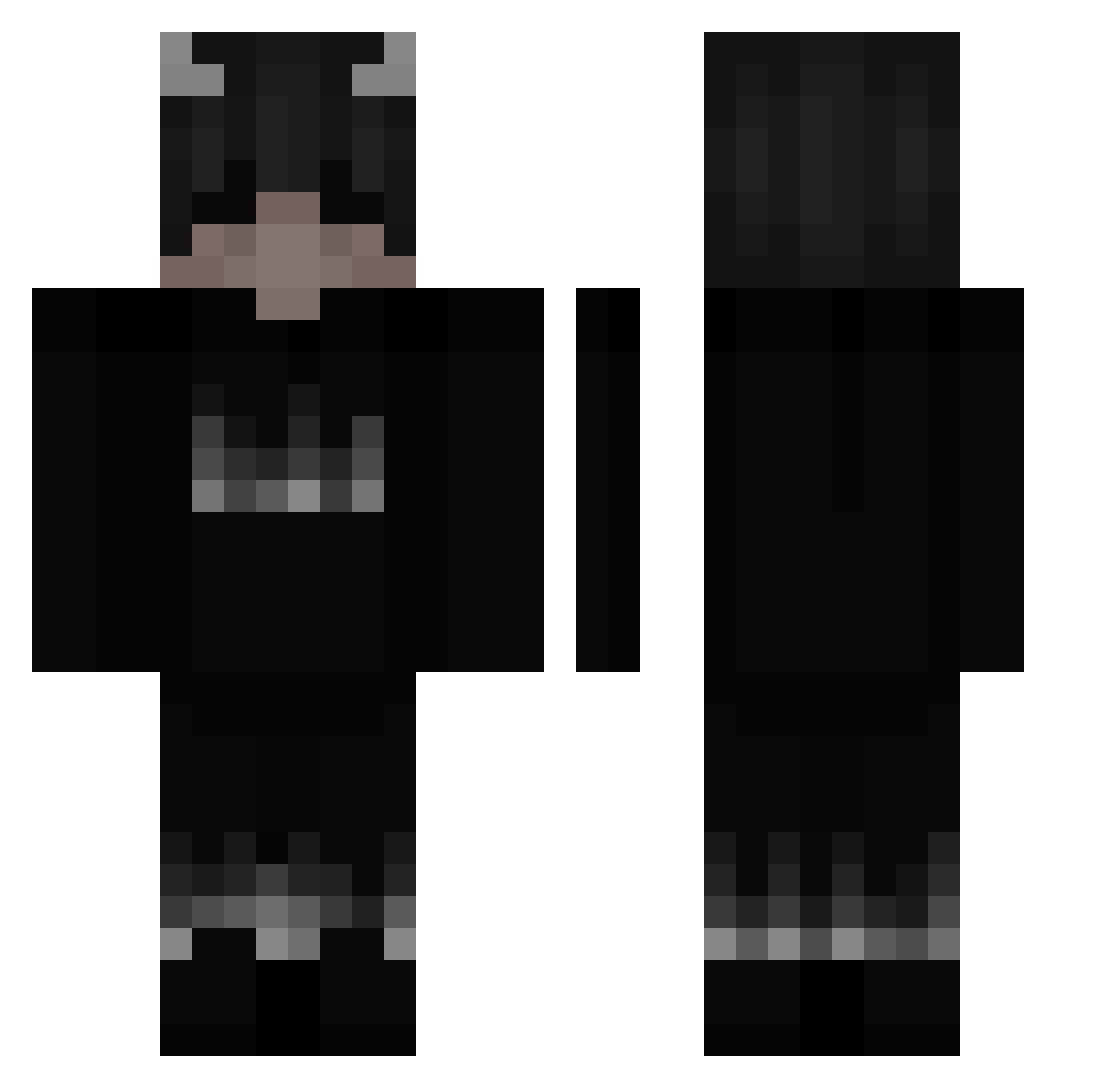 xXPies Minecraft skin, front and back view