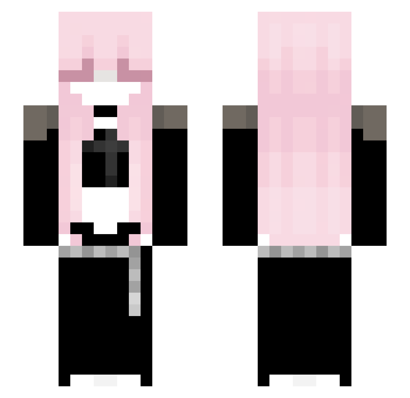 xffira Minecraft skin, front and back view