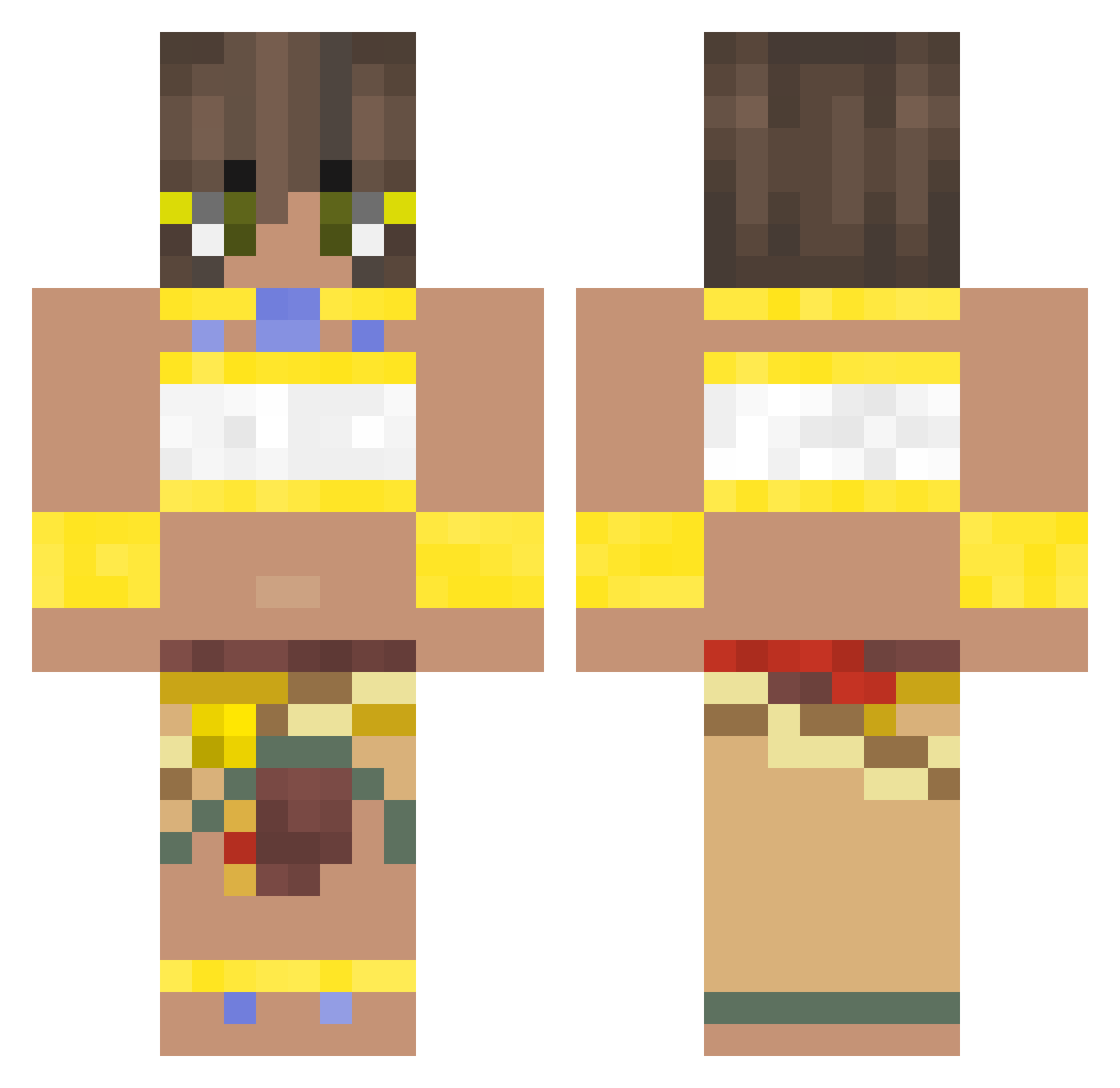GiTom Minecraft skin, front and back view