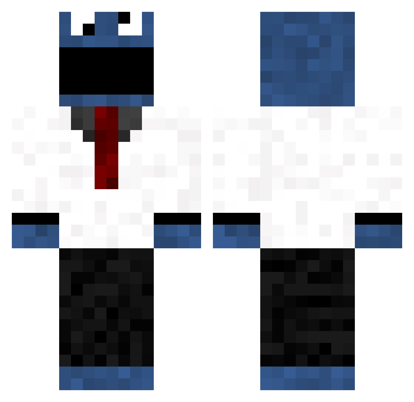 Sinkless Minecraft skin, front and back view