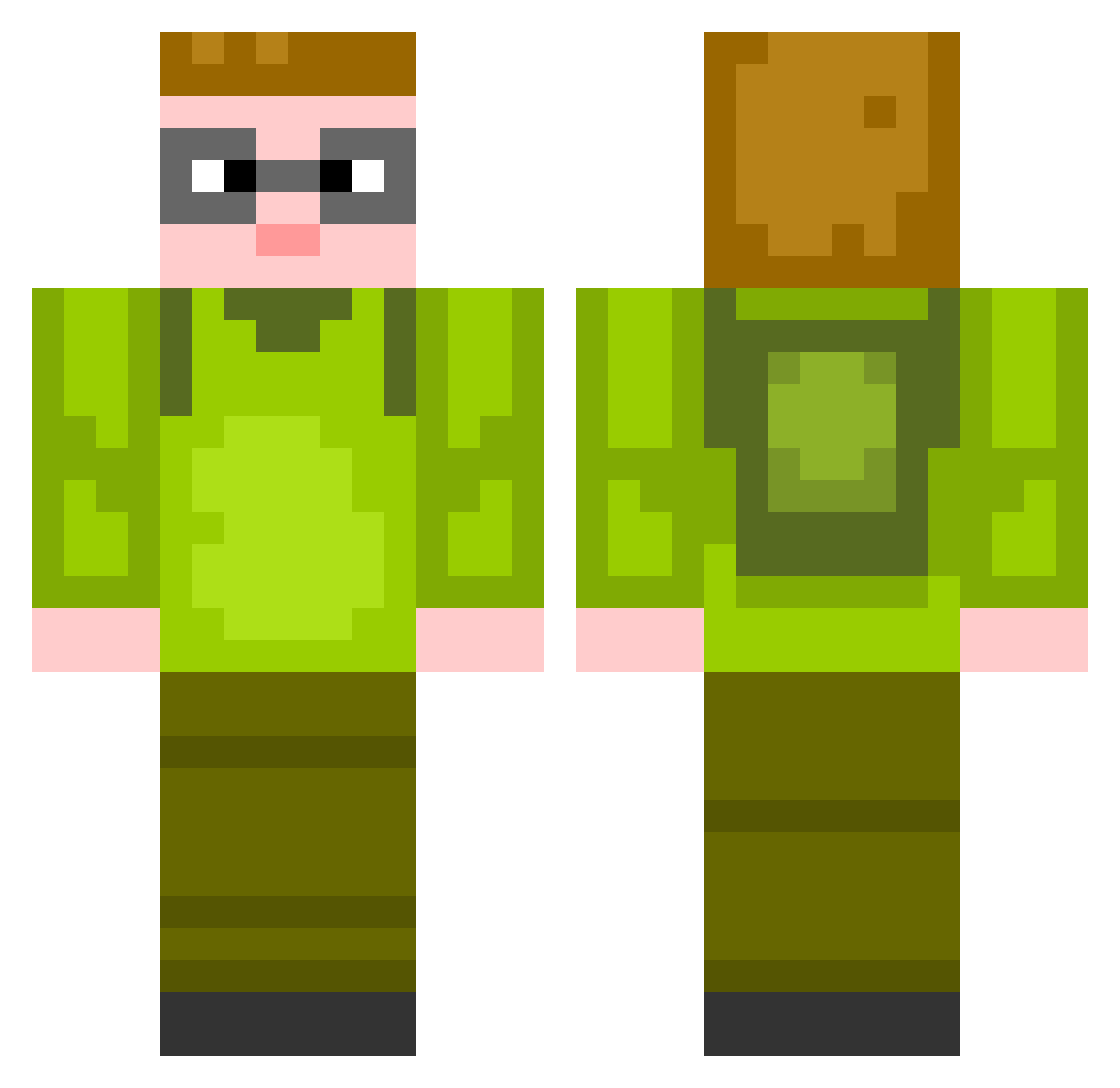 Atte Minecraft skin, front and back view