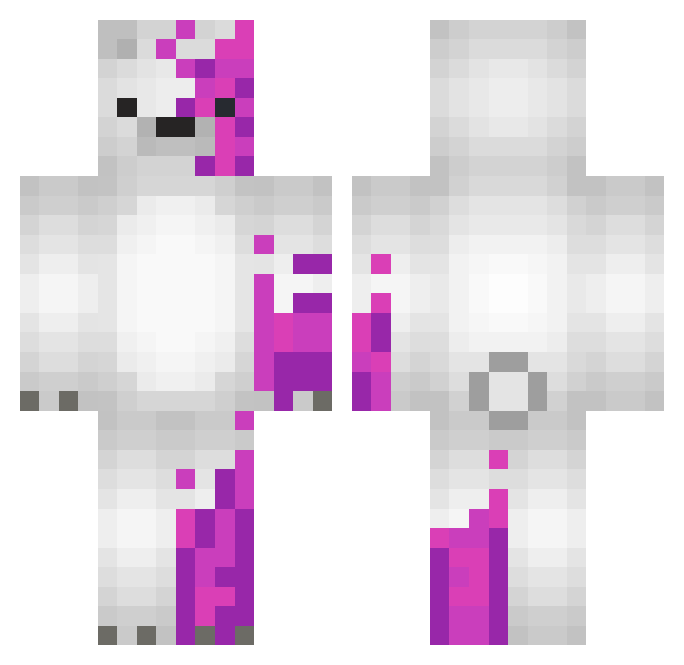 Sannekko Minecraft skin, front and back view