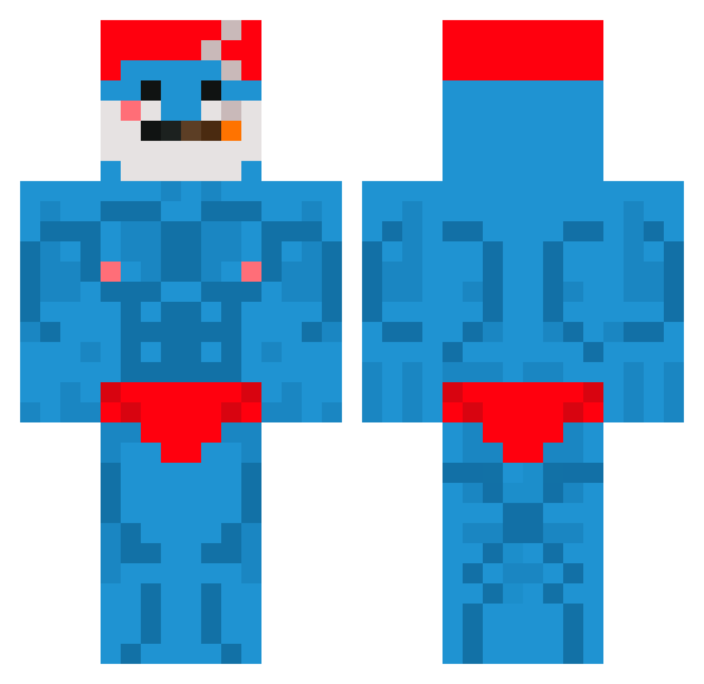 SmurkSplash Minecraft skin, front and back view