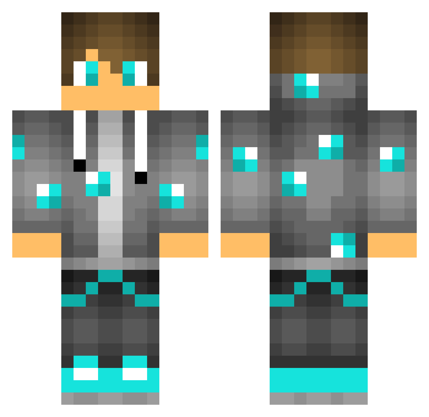 Diamond_Active Minecraft skin, front and back view