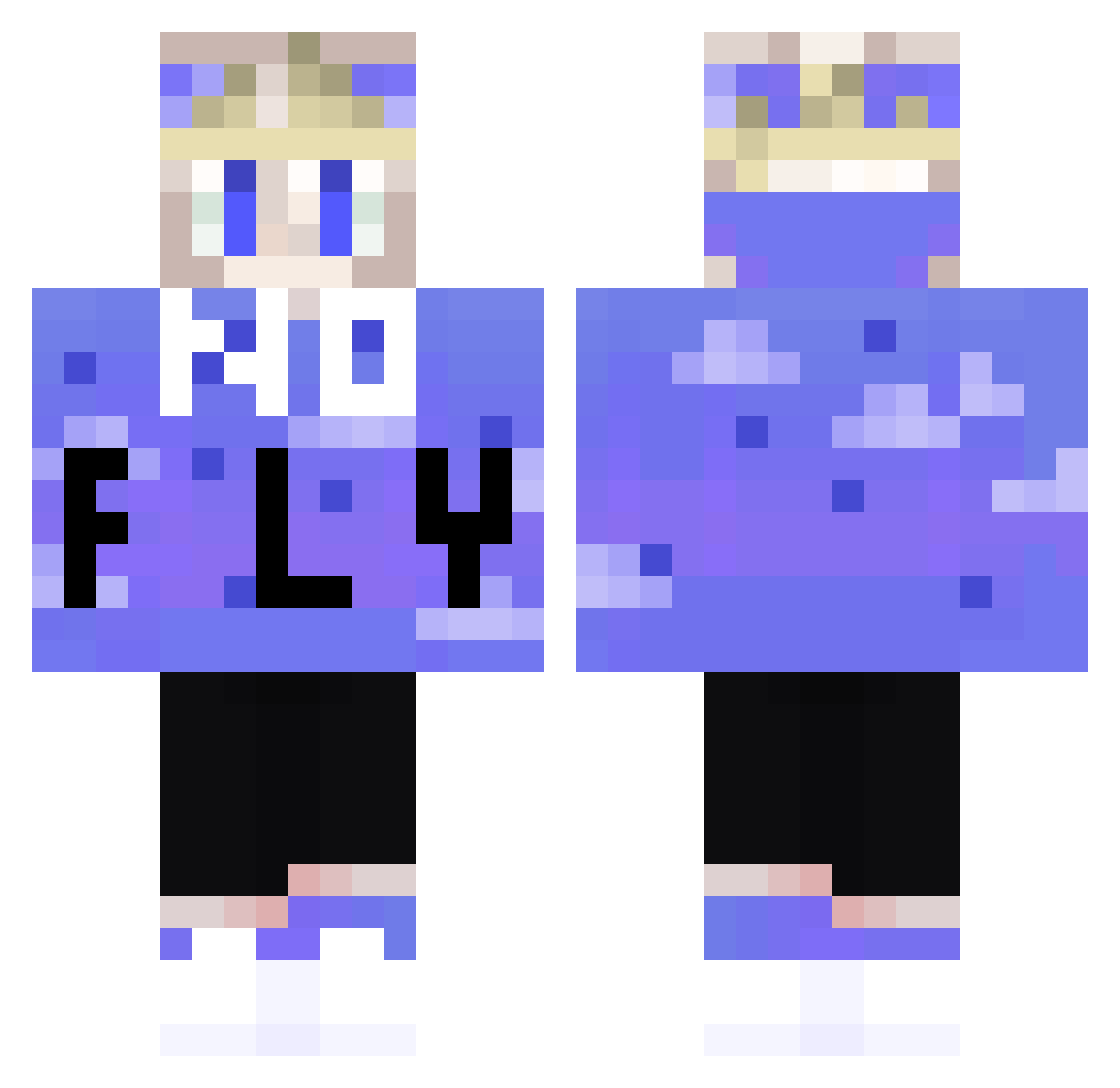 SwimIn2Milk Minecraft skin, front and back view