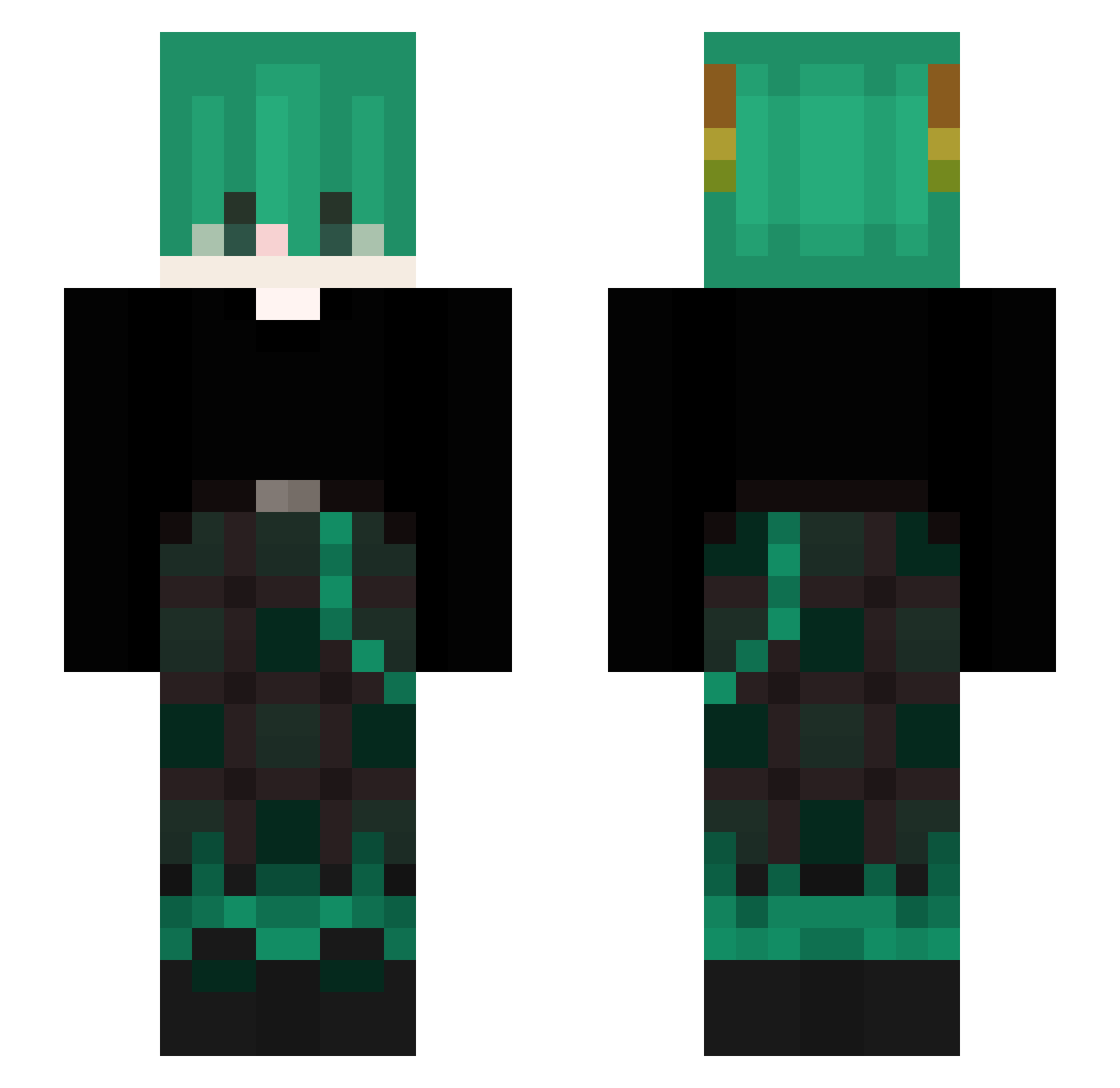 SilentPique Minecraft skin, front and back view