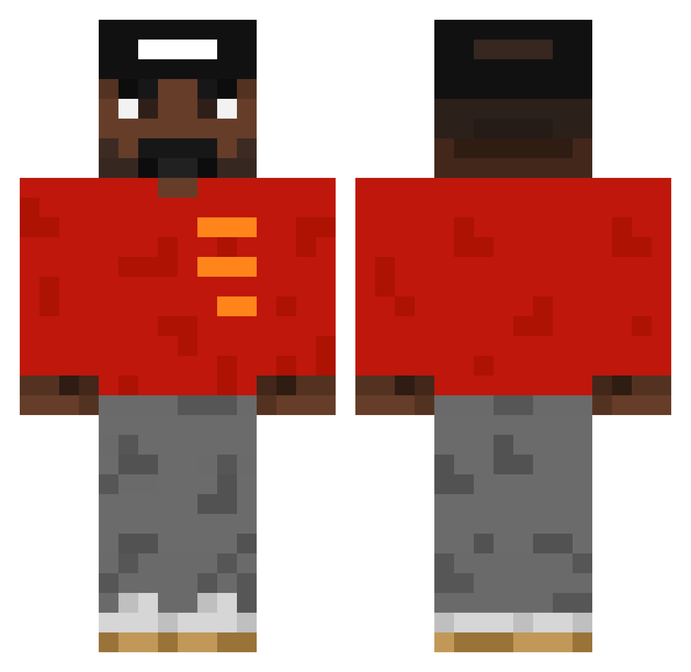 YeOWest Minecraft skin, front and back view