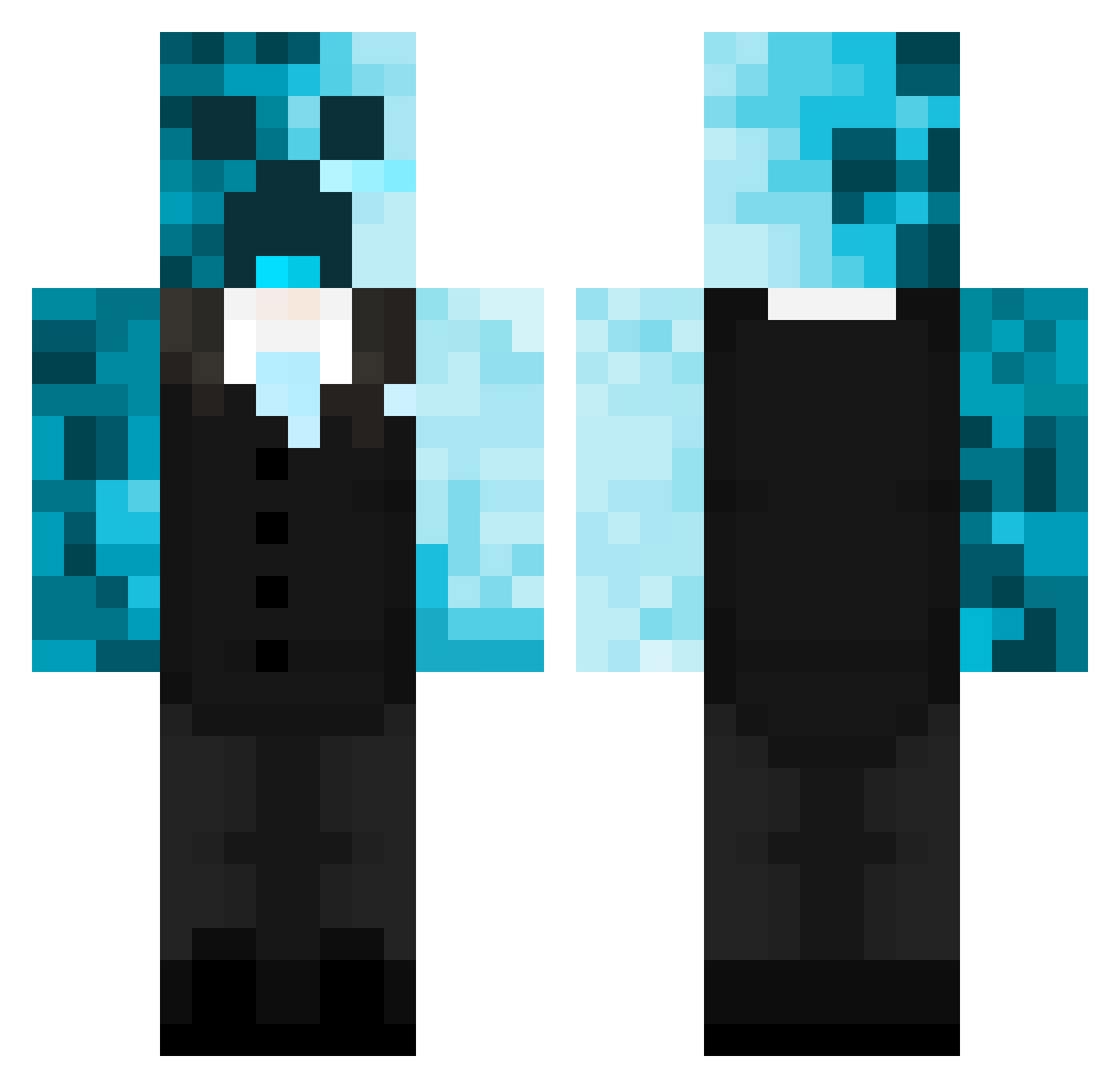 XTDC16 Minecraft skin, front and back view