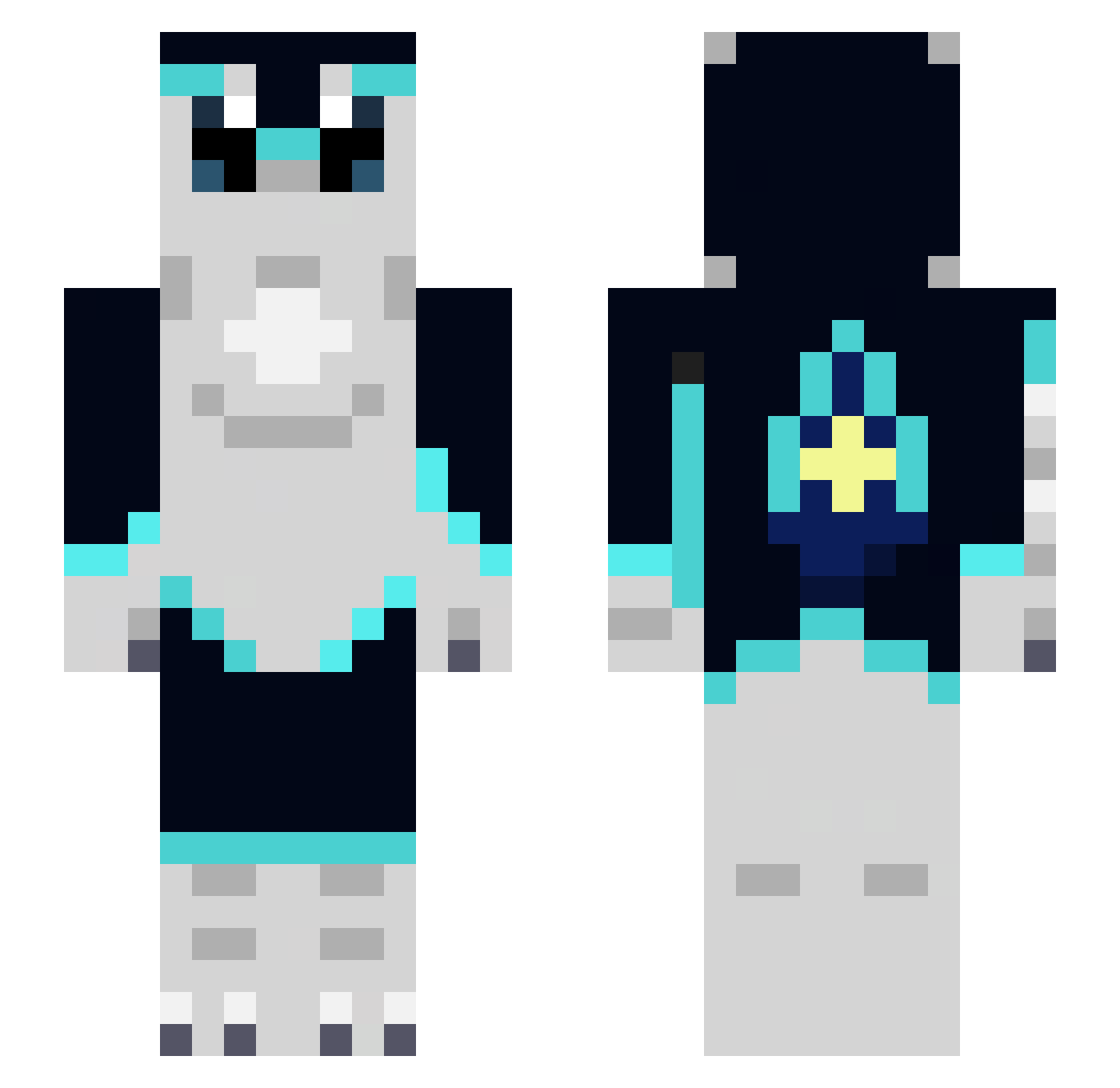 Polaris_Avali Minecraft skin, front and back view