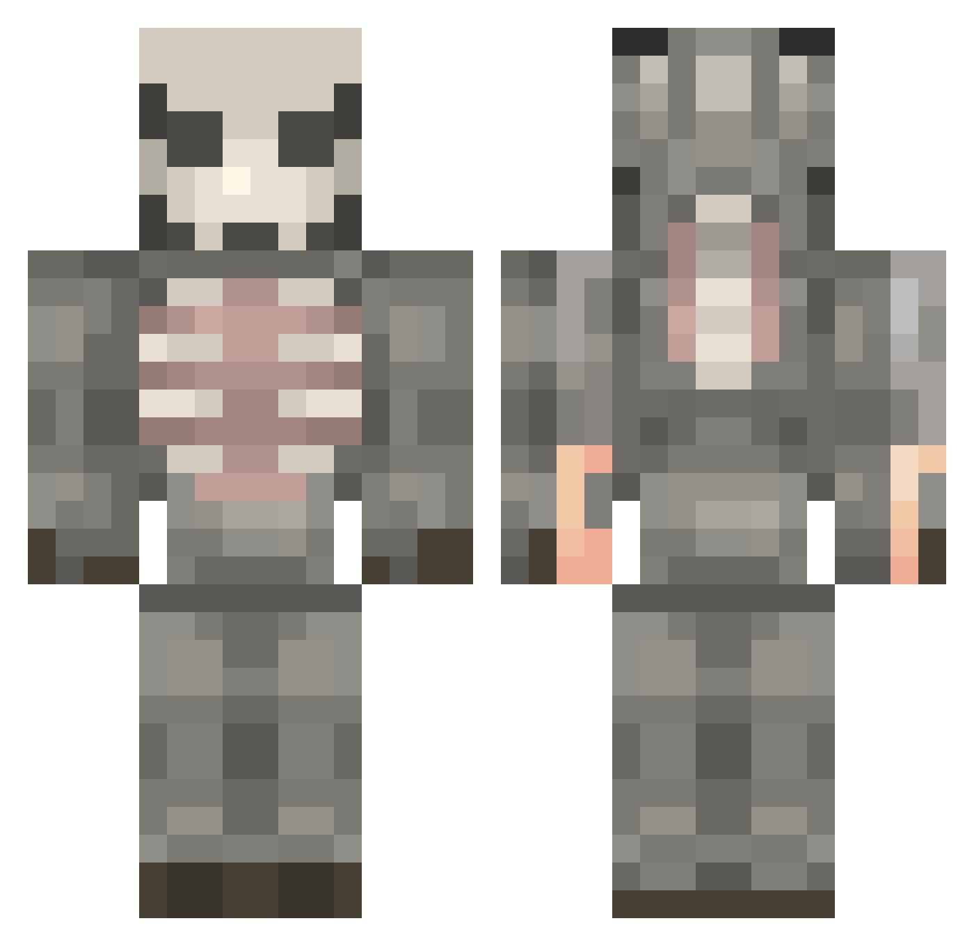 Skazora Minecraft skin, front and back view
